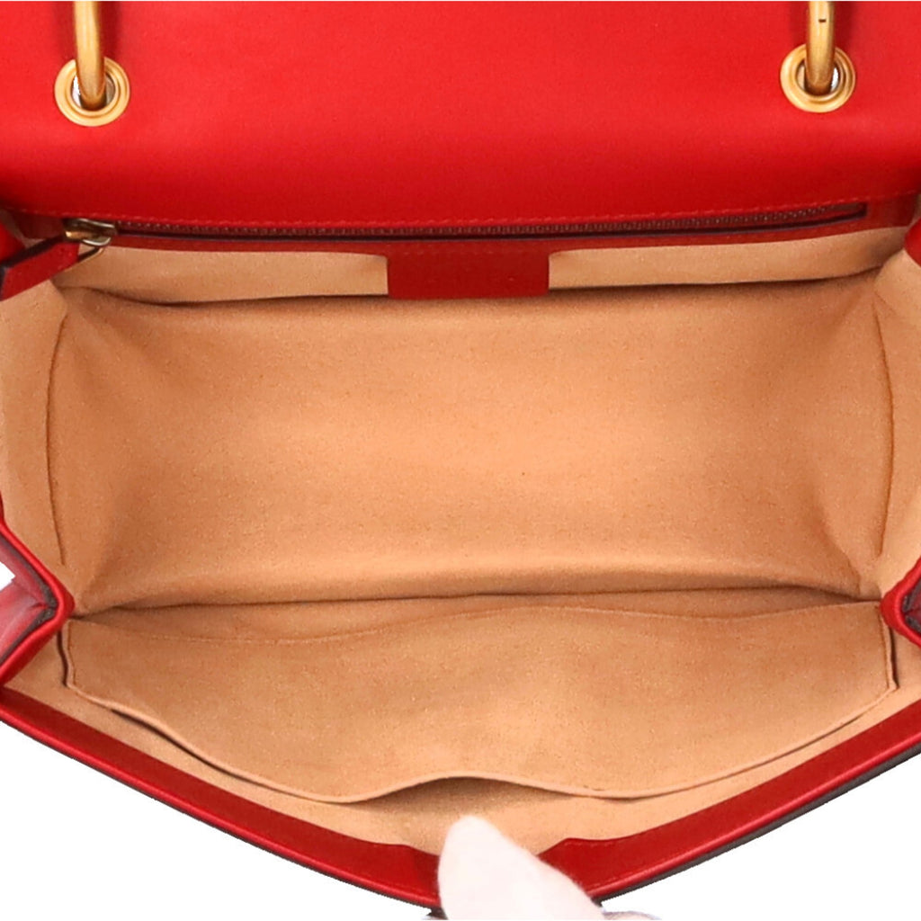Gucci Navy Red Color White Leather Shoulder Bag (Pre-Owned)