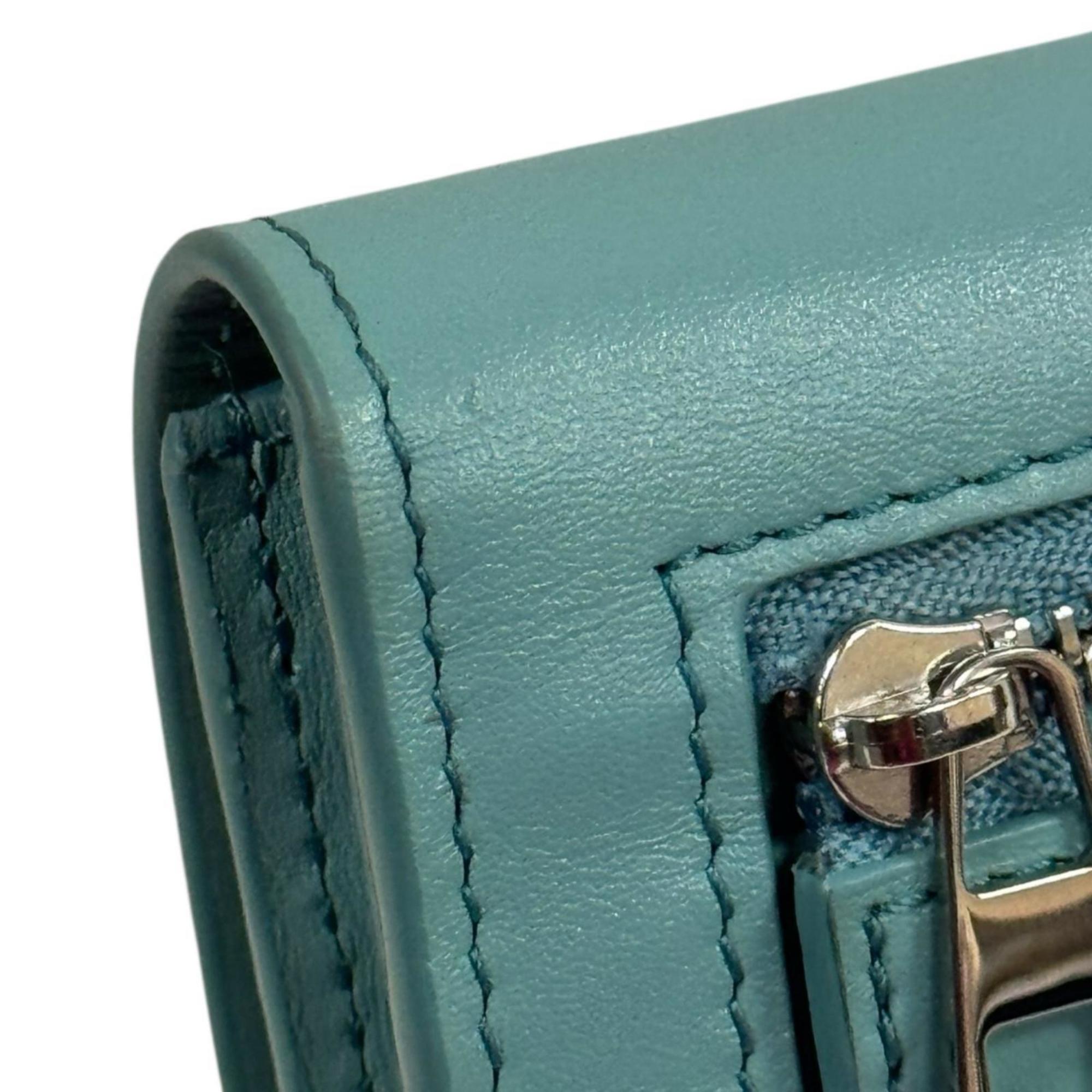 Loewe Blue Green Leather Long Wallet (Tri-Fold) (Pre-Owned)