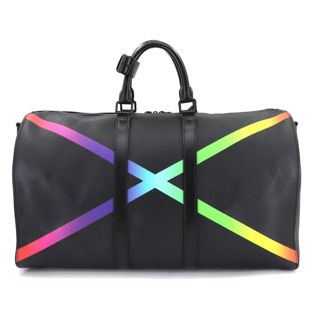 Louis Vuitton Black Multi-Color Taiga Leather Boston Bag Shoulder Bag (Pre-Owned)