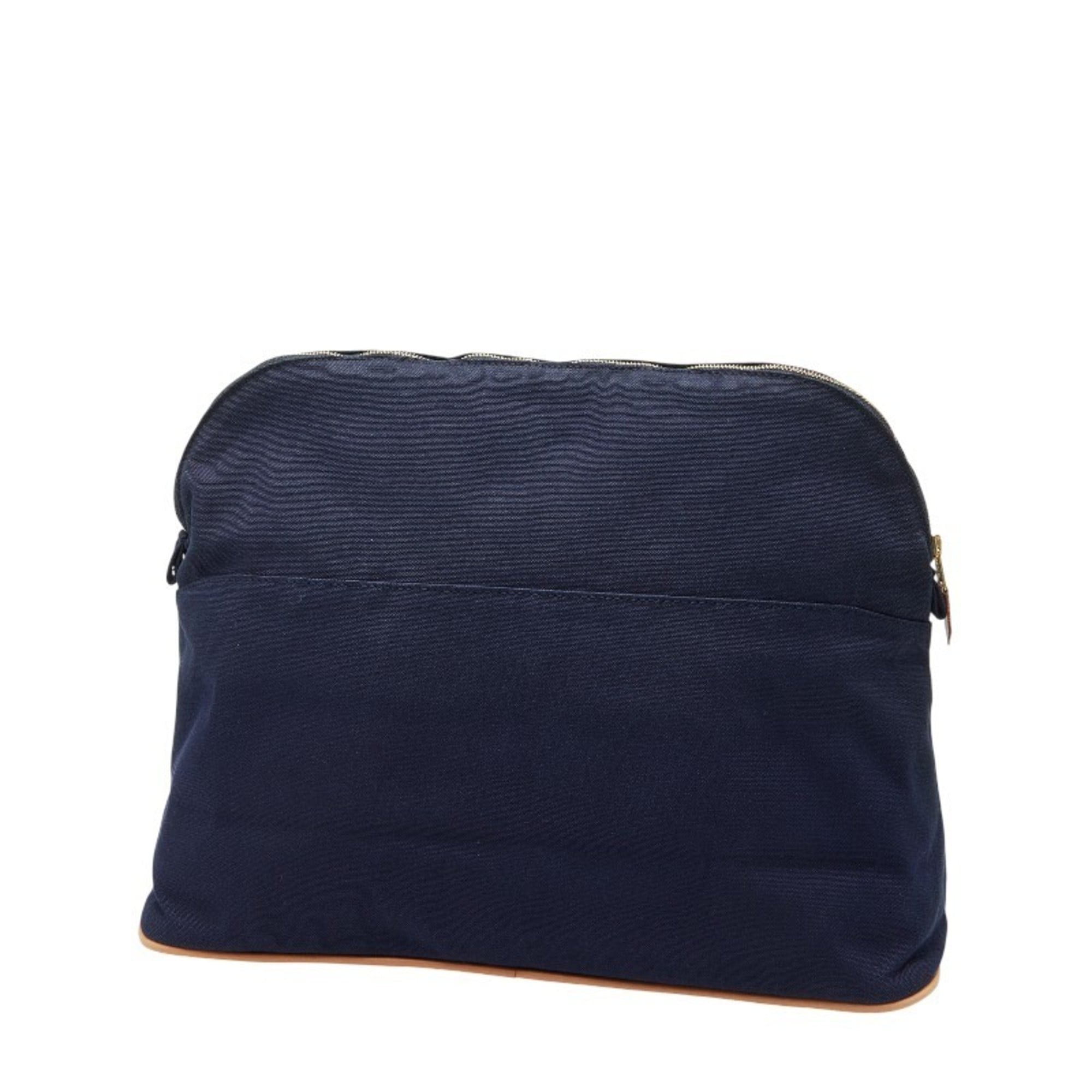 Hermes Navy Canvas Leather Pouch (Pre-Owned)