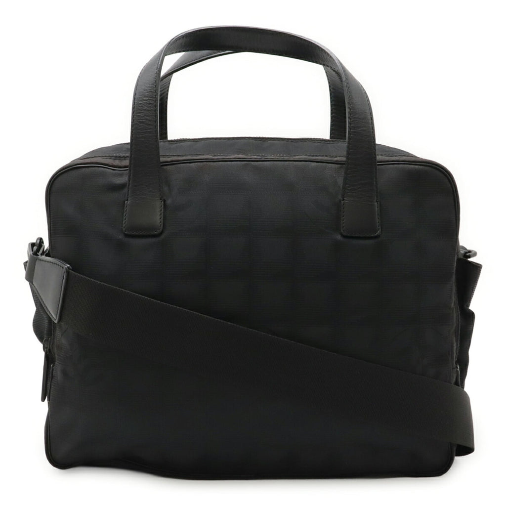 Chanel New Travel Line Black Jacquard Leather Handbag Tote Bag (Pre-Owned)