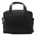 Chanel New Travel Line Black Jacquard Leather Handbag Tote Bag (Pre-Owned)