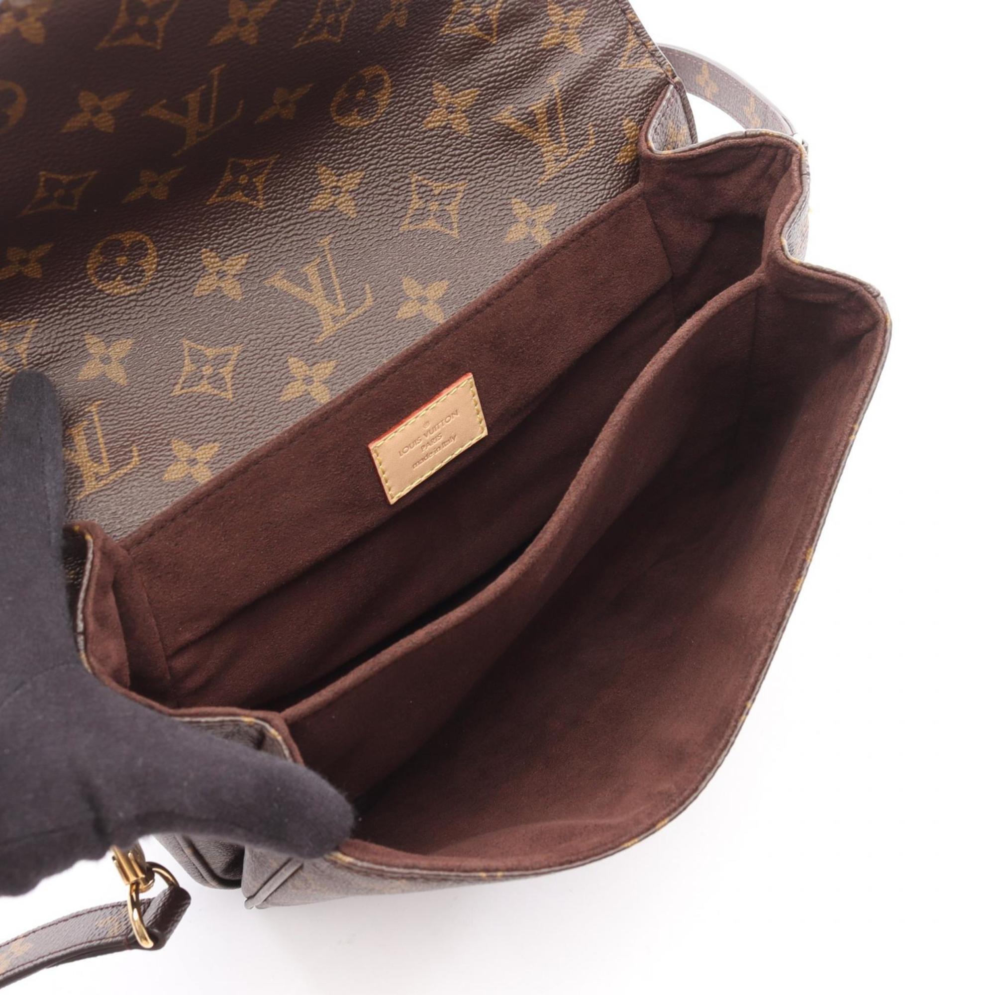 Louis Vuitton Brown Monogram Coated Canvas Leather Handbag Pochette (Pre-Owned)