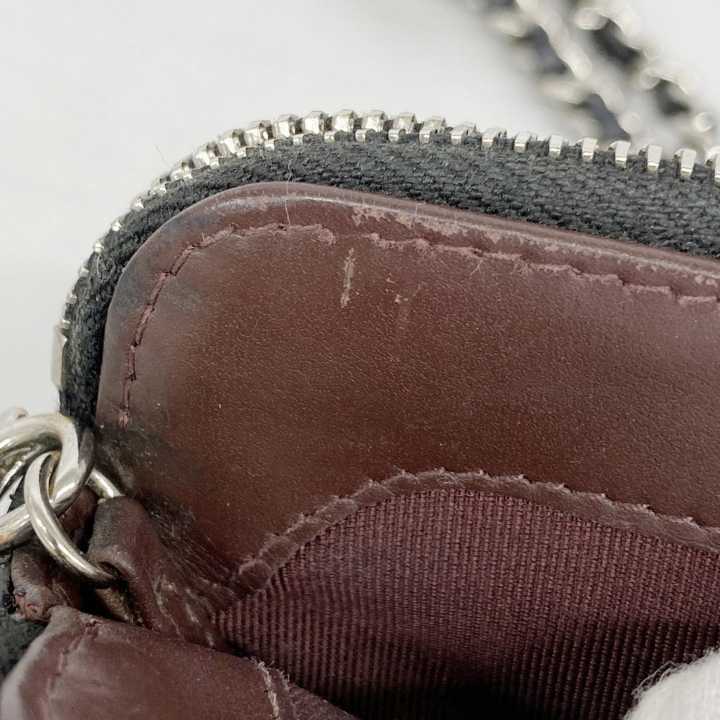 Chanel Black Grained Calfskin Chain/Shoulder Wallet (Pre-Owned)