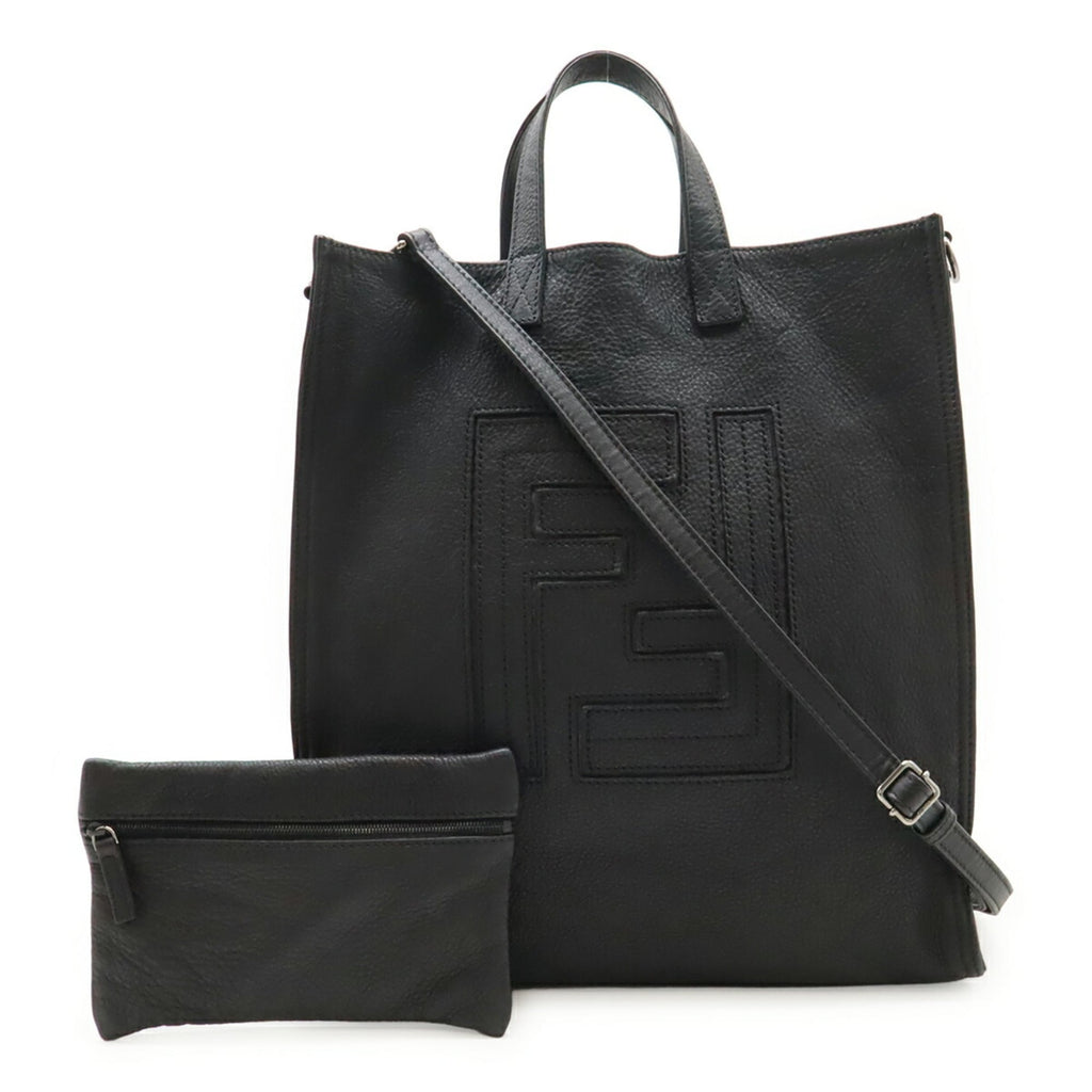 Fendi Black Leather Pouch Shoulder Bag Tote Bag (Pre-Owned)
