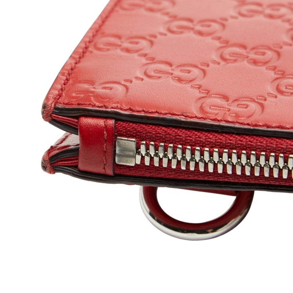 Gucci Red Color Leather Clutch Bag (Pre-Owned)