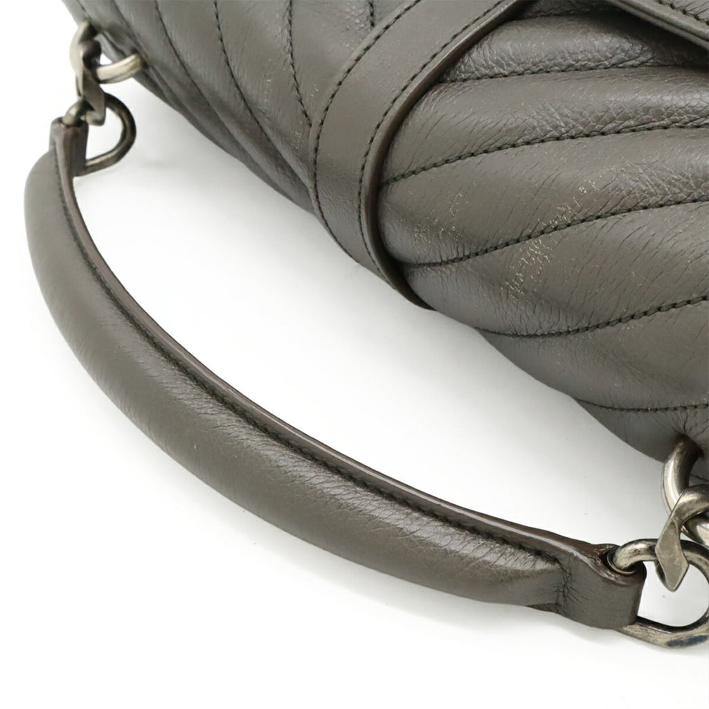 Yves Saint Laurent Gray Leather Handbag Shoulder Bag (Pre-Owned)
