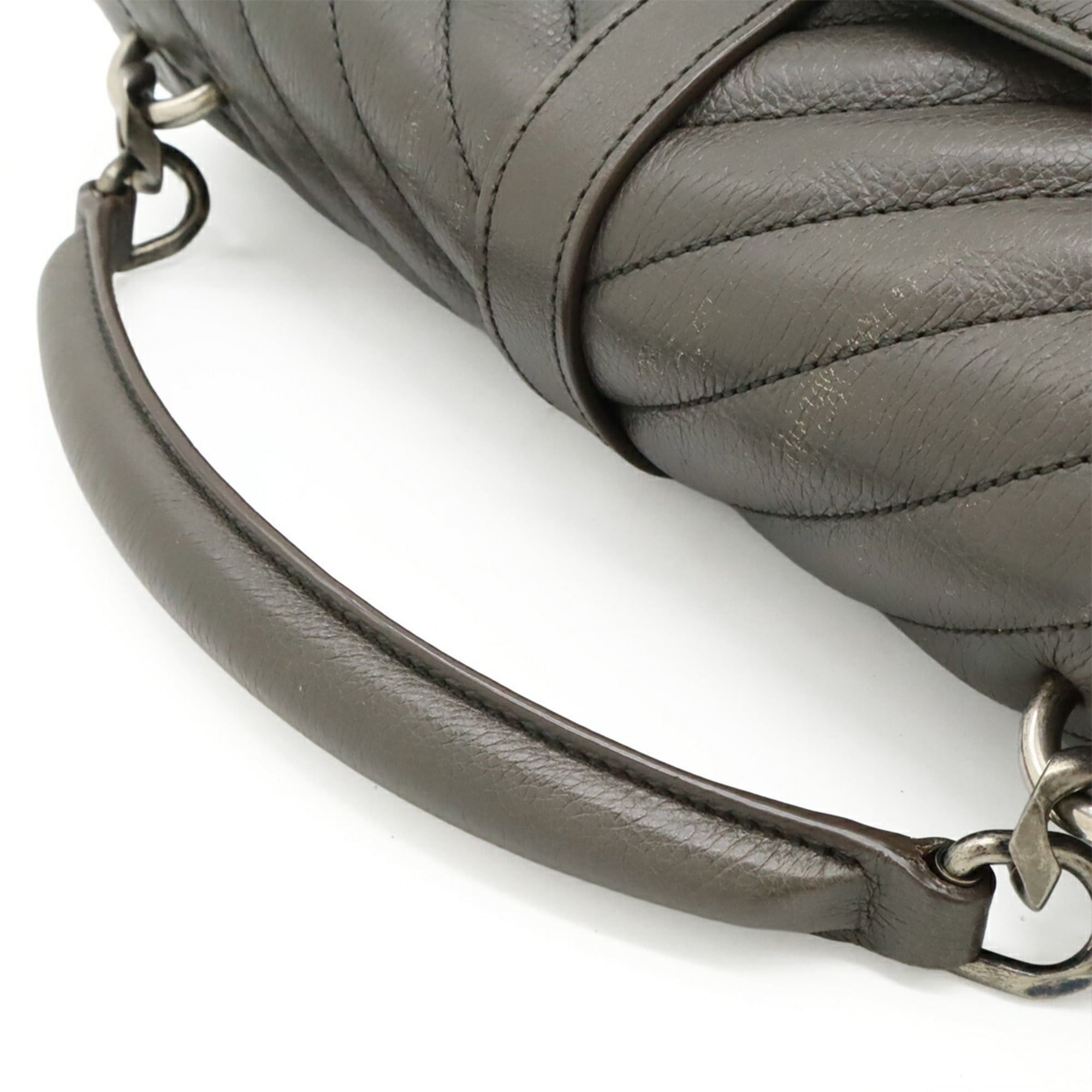Yves Saint Laurent Gray Leather Handbag Shoulder Bag (Pre-Owned)
