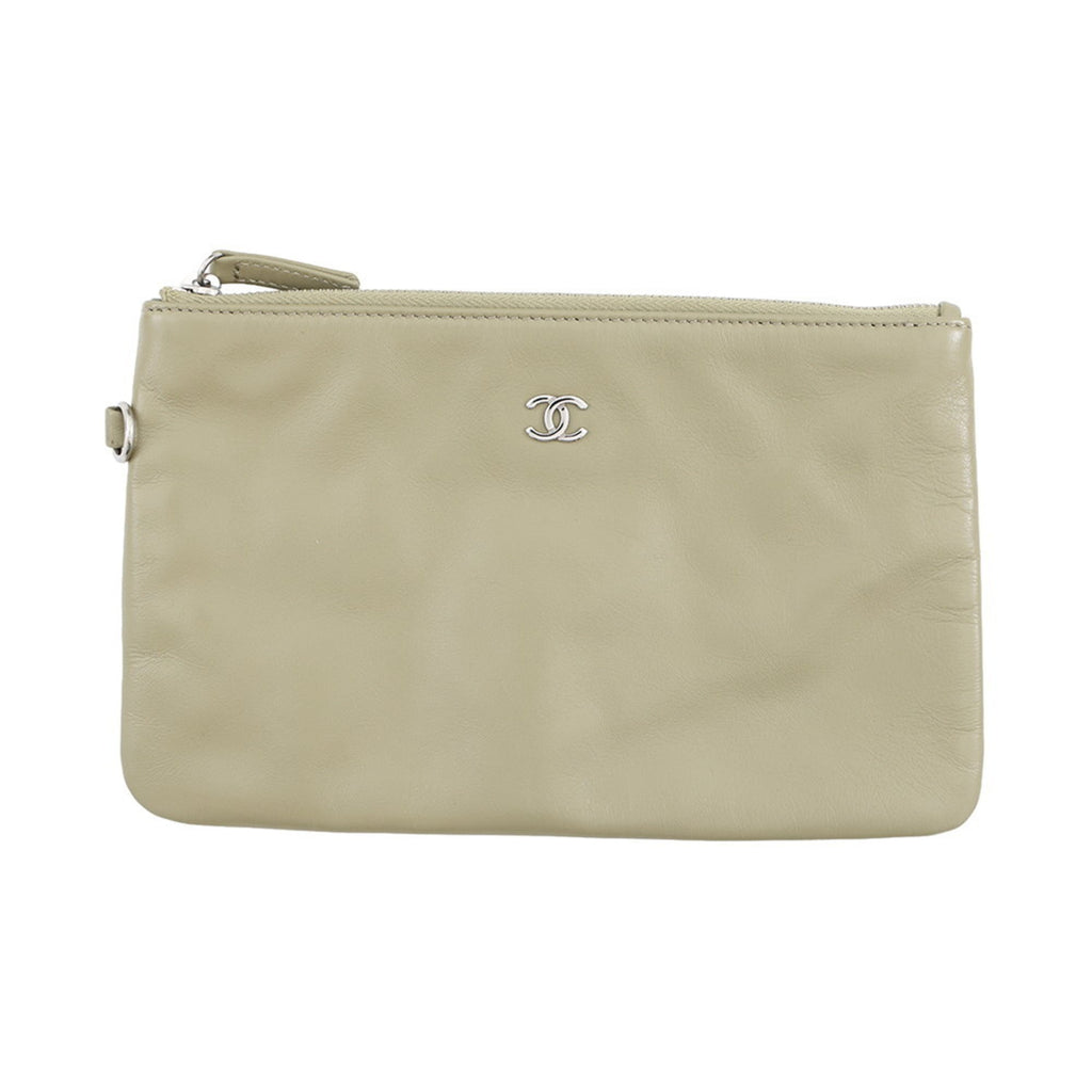 Chanel Khaki Leather Handbag Pouch (Pre-Owned)