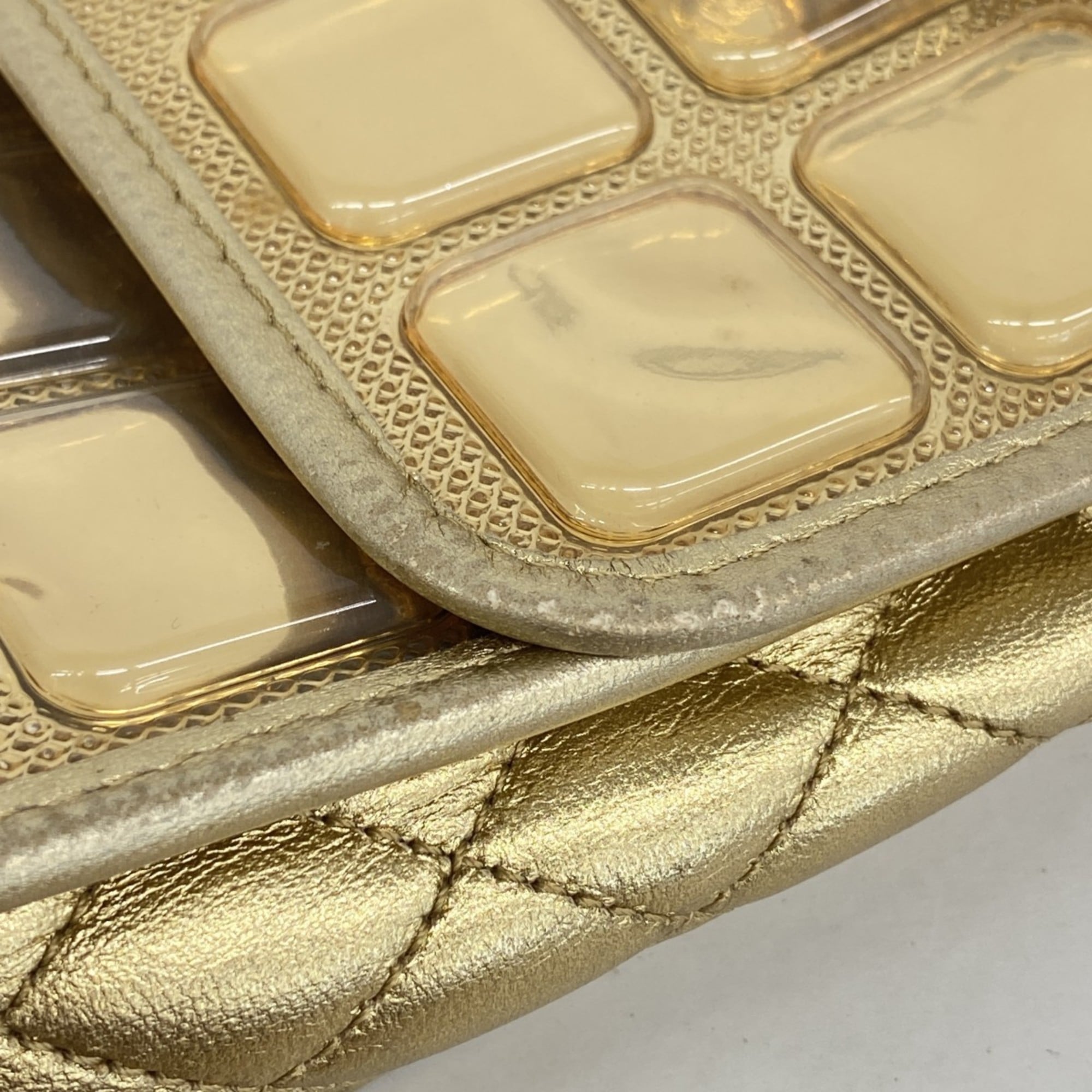 Chanel Champagne Champagne Gold Leather Vinyl Shoulder Bag (Pre-Owned)