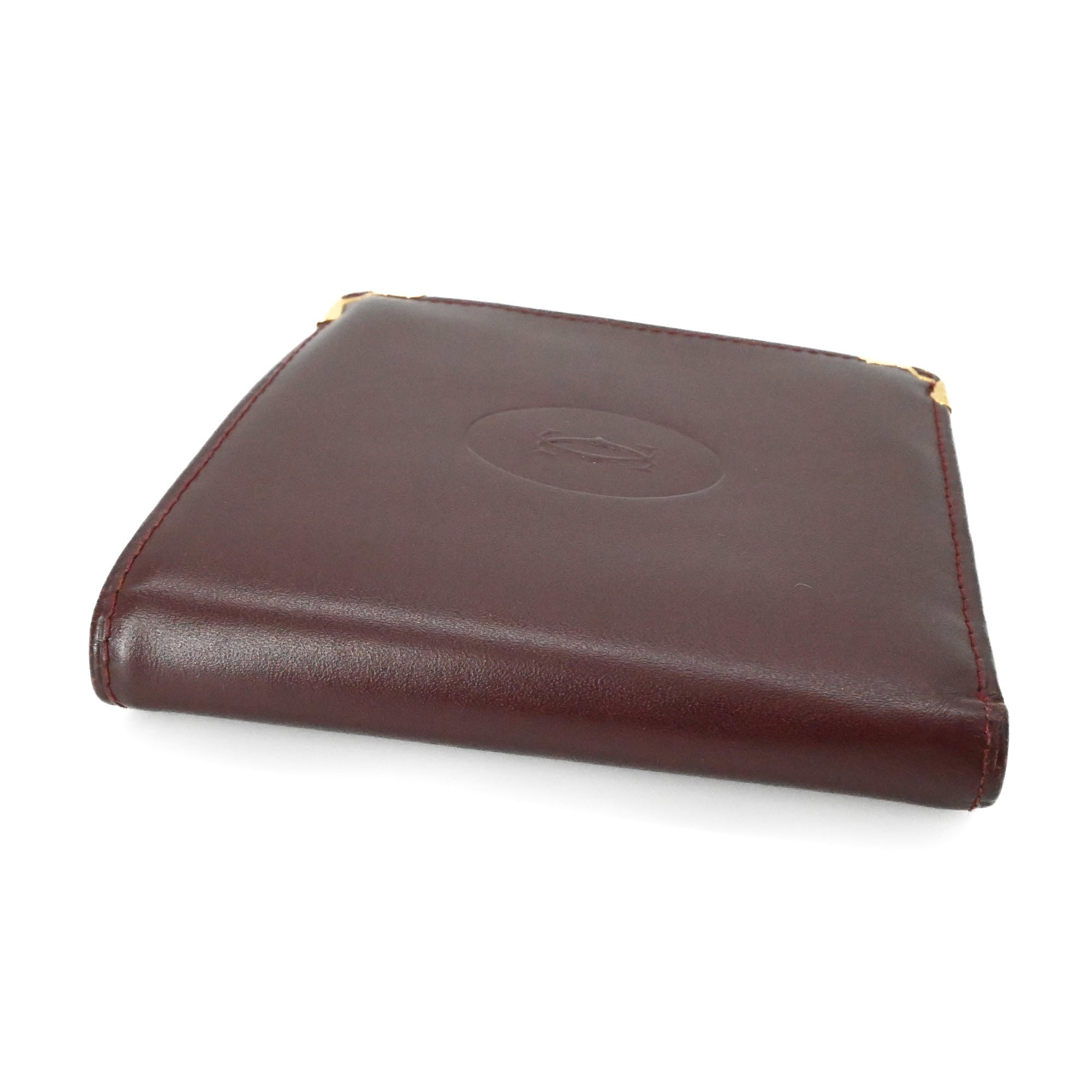 Cartier Bordeaux Red Color Leather Wallet (Bi-Fold) (Pre-Owned)