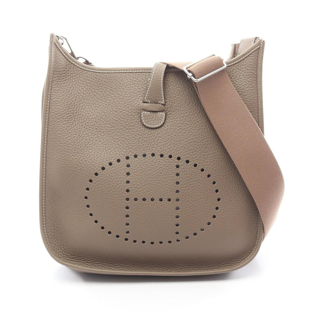 Hermes Etoupe Gray Gray Taurillon Clemence Leather Shoulder Bag (Pre-Owned)