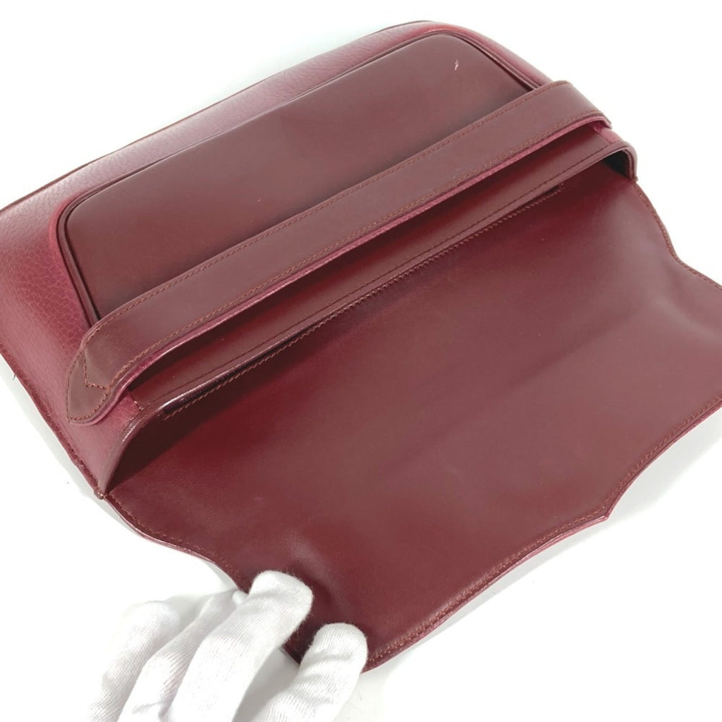 Cartier Must Wine Red Leather Clutch Bag Pouch (Pre-Owned)