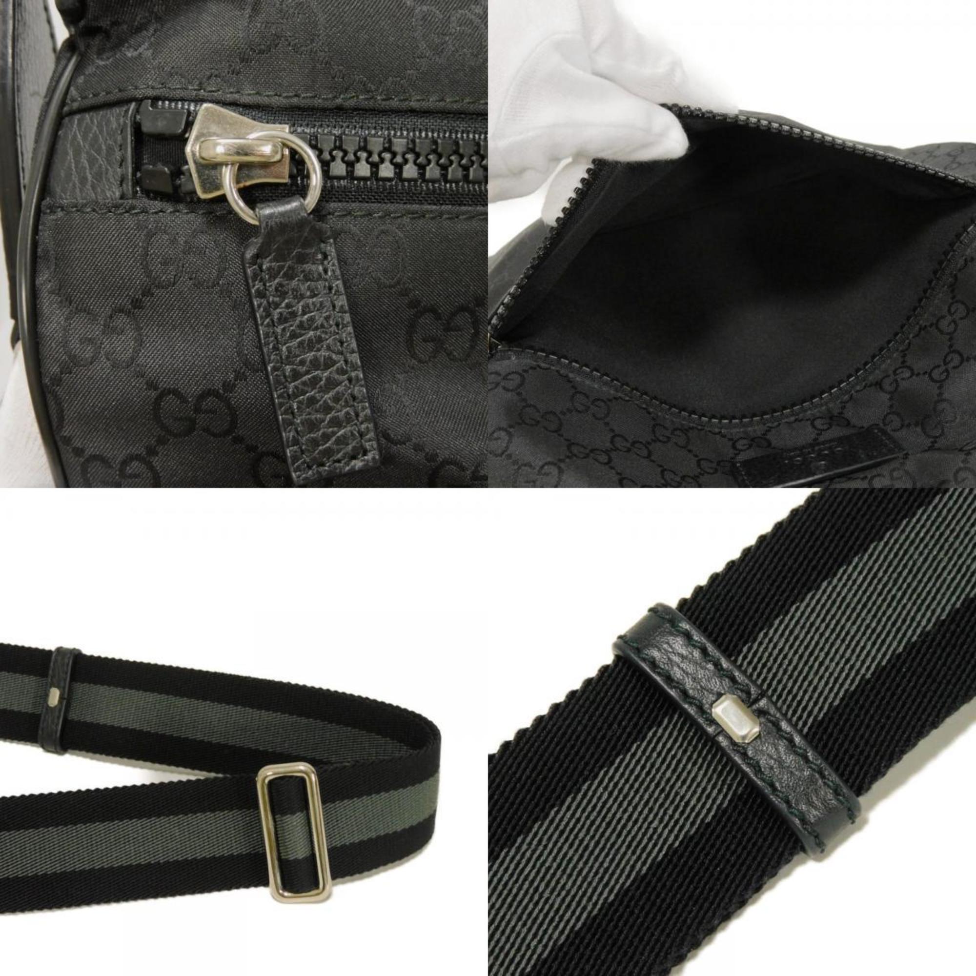Gucci Black Nylon Gg Canvas Leather Messenger Bag Shoulder Bag (Pre-Owned)