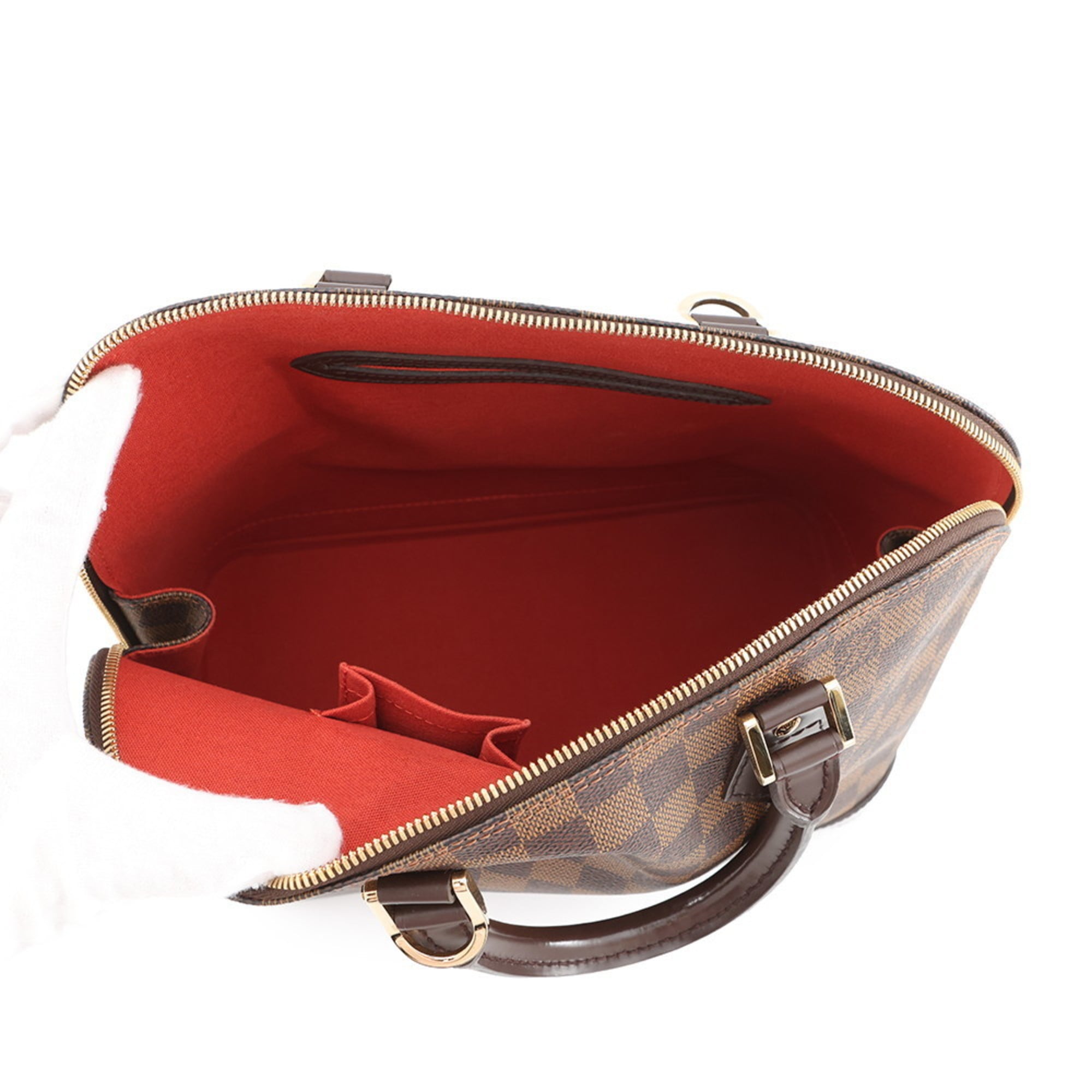 Louis Vuitton Damier Damier Canvas Ebene Red Color Handbag (Pre-Owned)