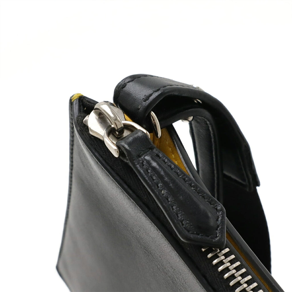 Fendi Black Yellow Leather Clutch Bag Pochette Shoulder Bag (Pre-Owned)