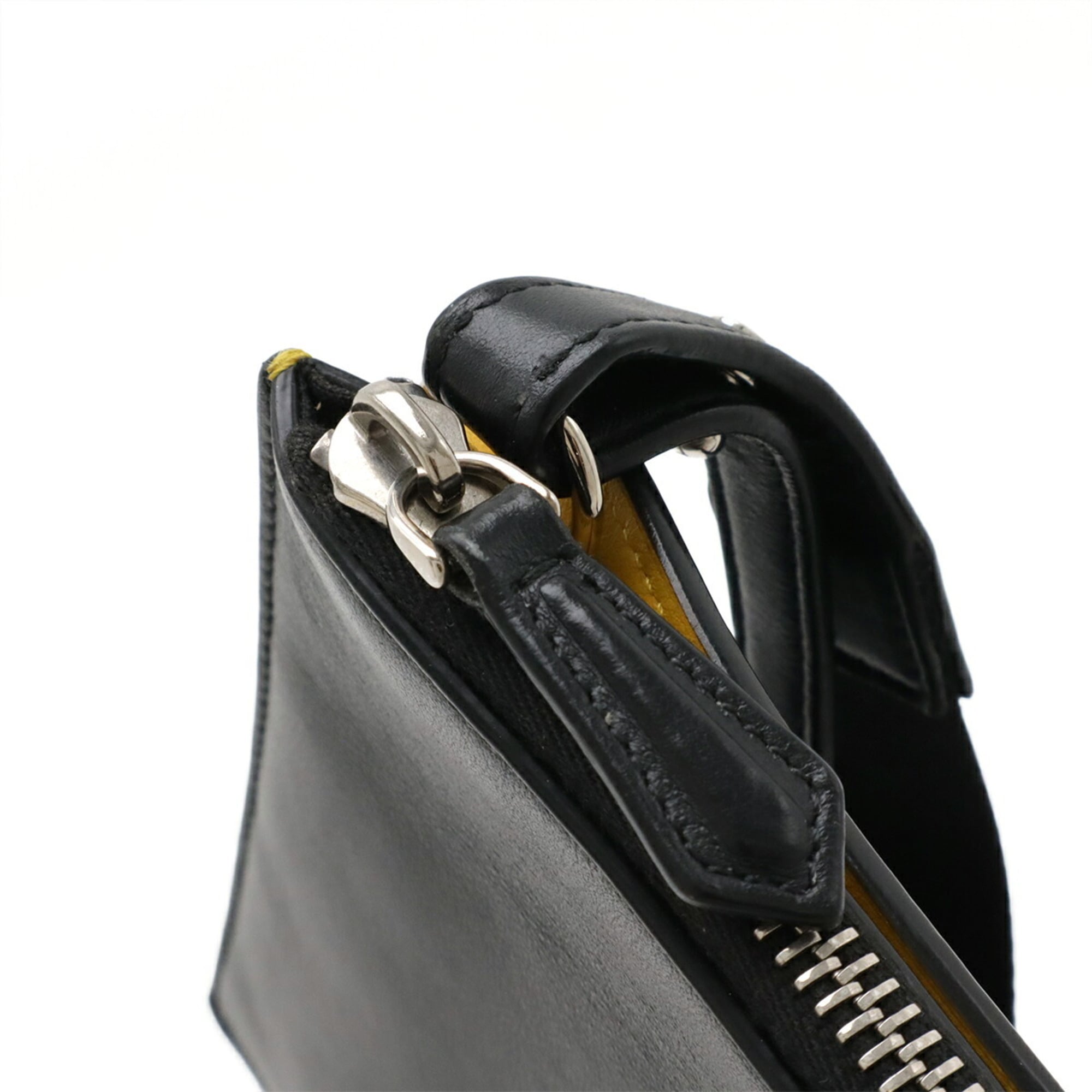 Fendi Black Yellow Leather Clutch Bag Pochette Shoulder Bag (Pre-Owned)