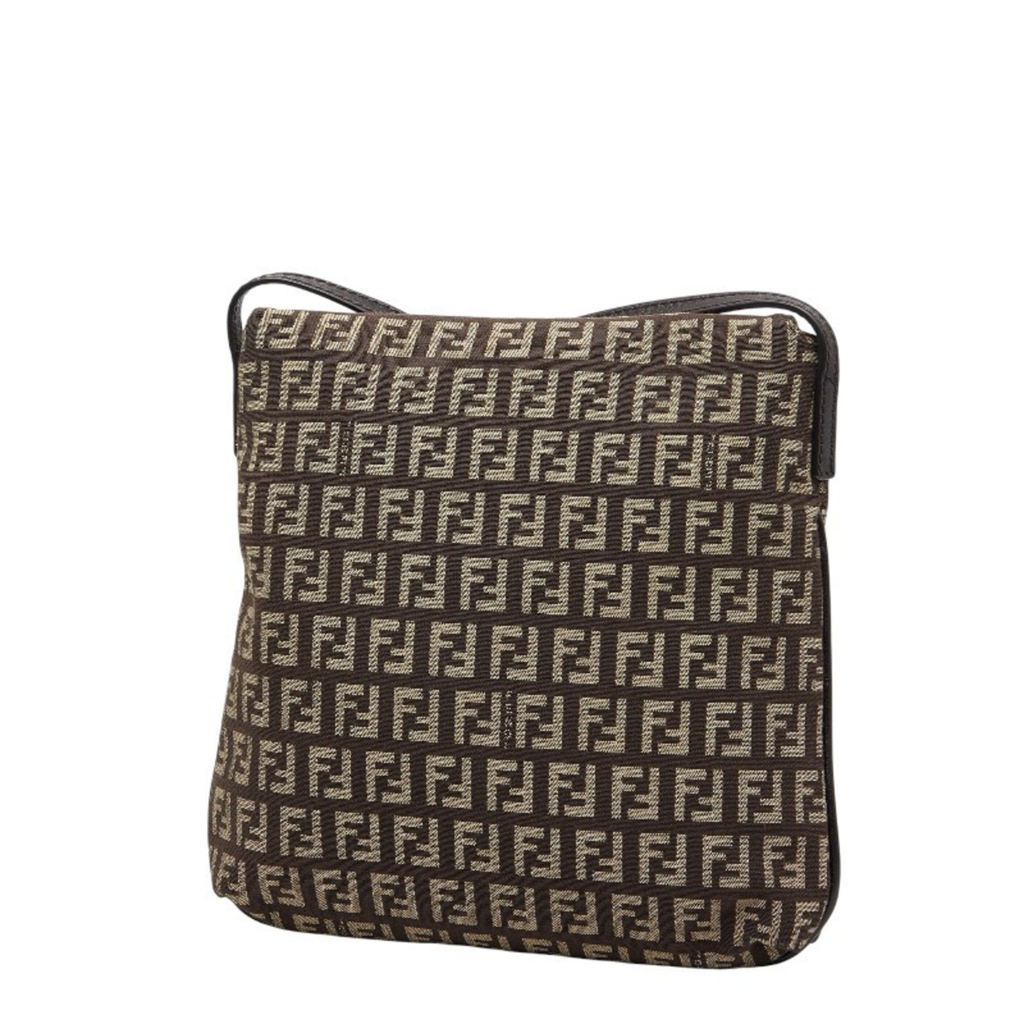Fendi Brown Canvas Leather Shoulder Bag (Pre-Owned)