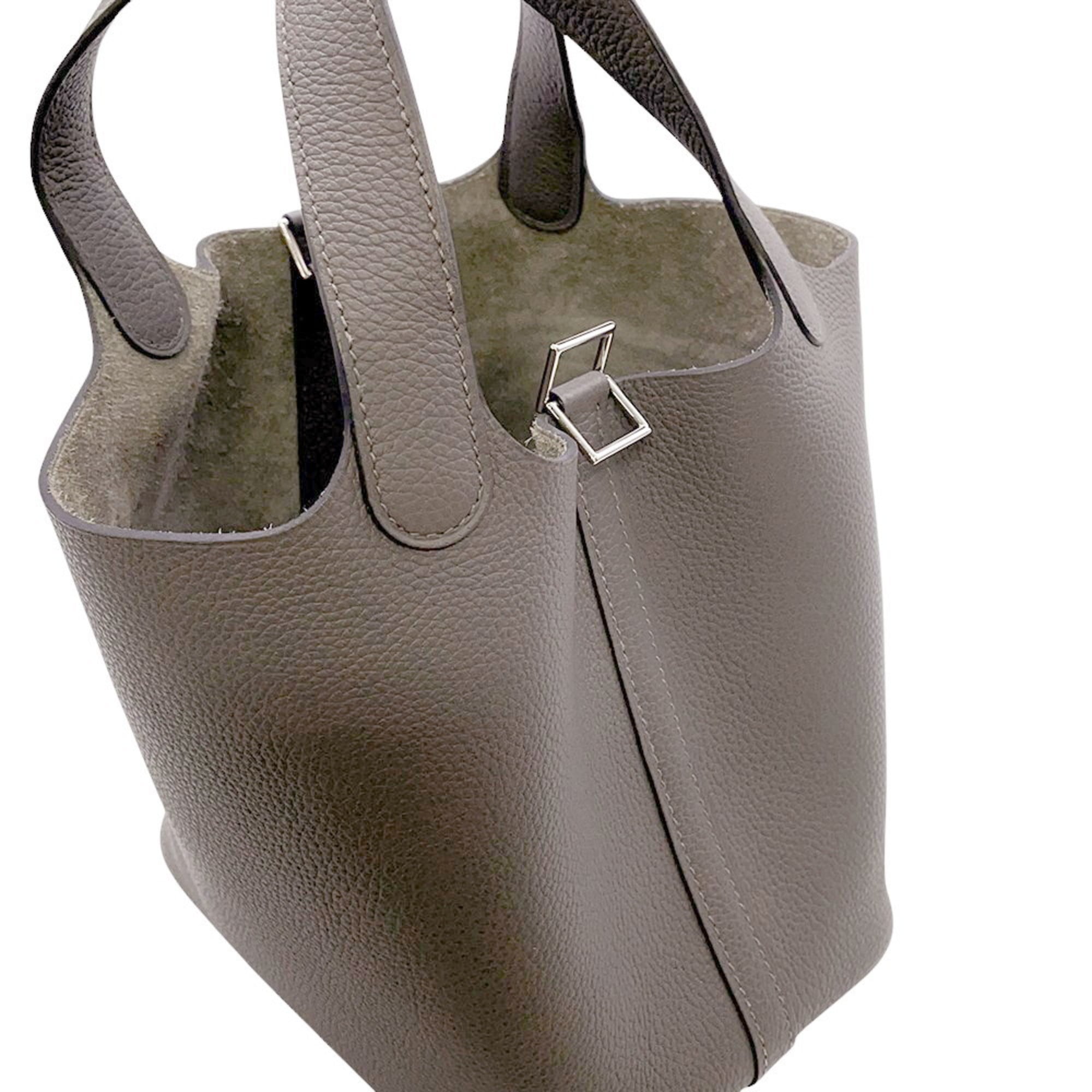 Hermes Picotin Etain Taurillon Clemence Leather Handbag (Pre-Owned)
