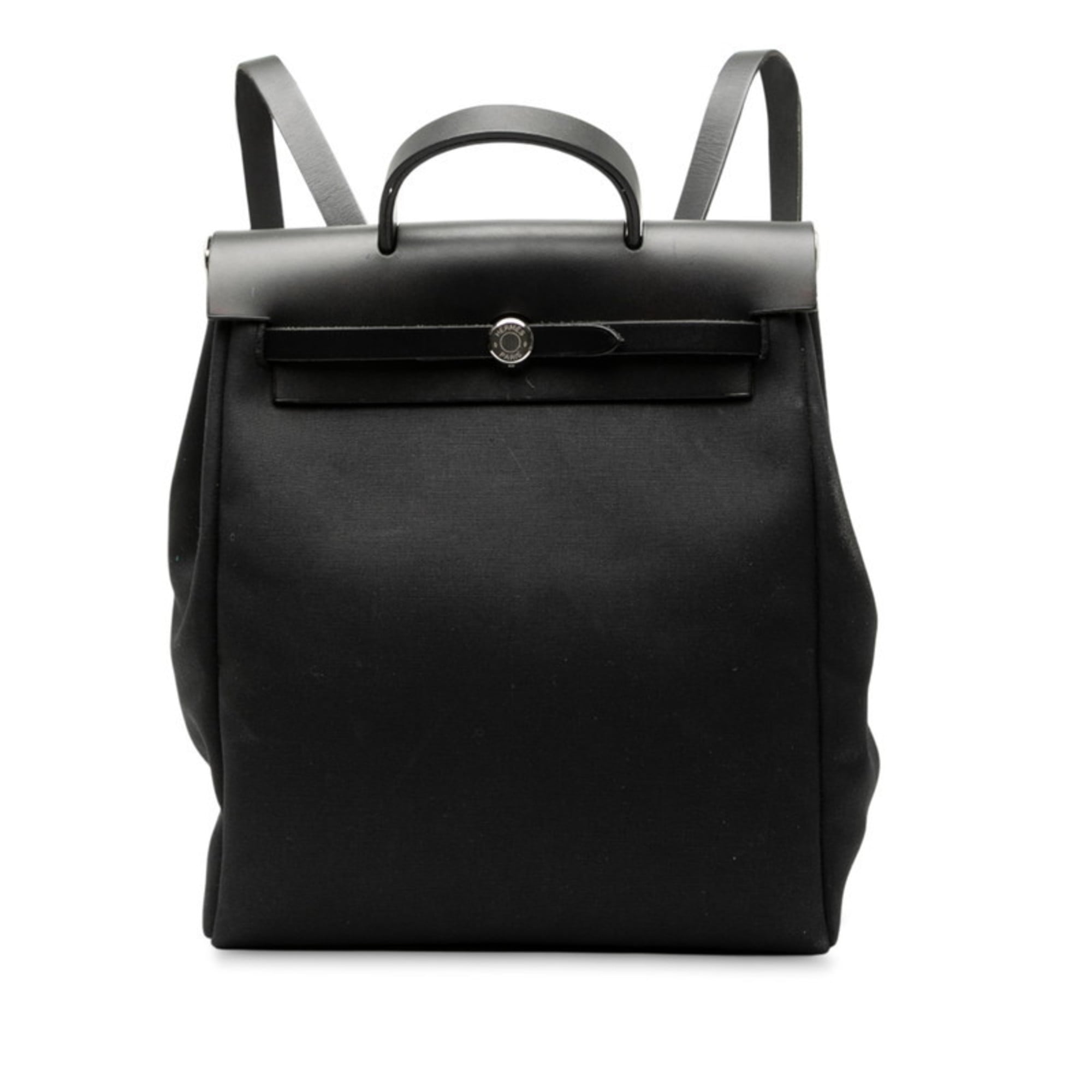 Hermes Black Toile Officier Leather Backpack (Pre-Owned)