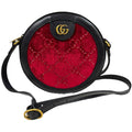 Gucci Black Red Color Velvet Leather Shoulder Bag (Pre-Owned)