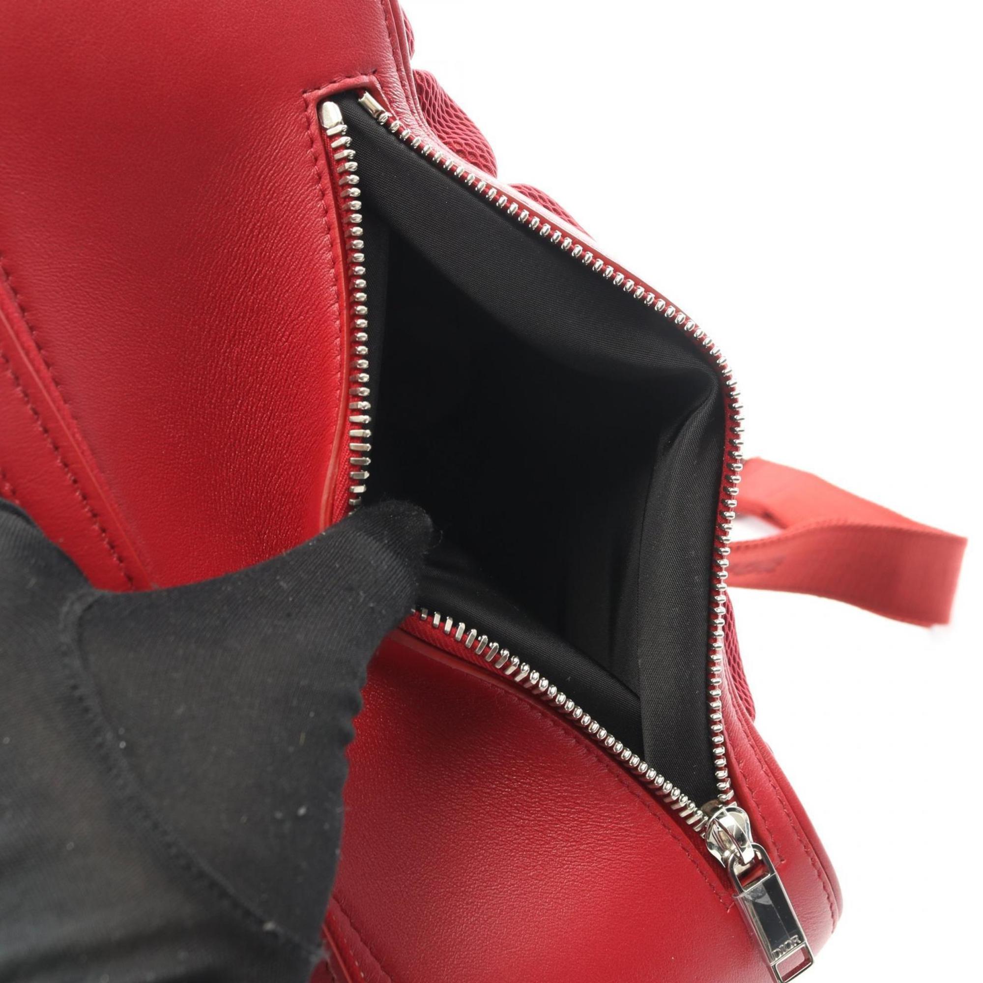 Christian Dior Red Color Leather Fanny Pack Sling Bag (Pre-Owned)
