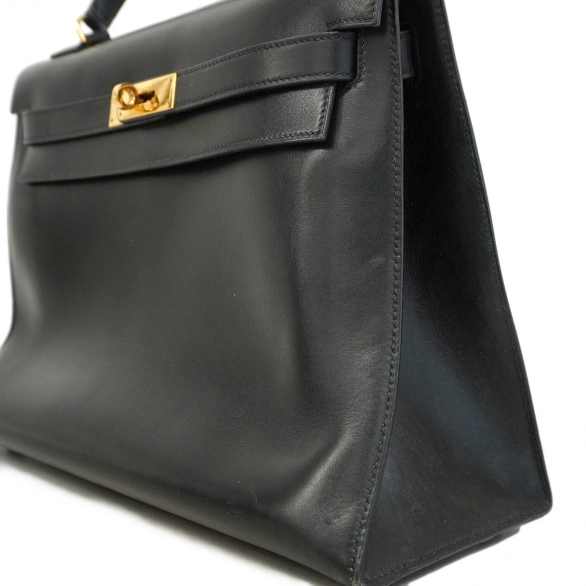 Hermes Black Box Calf Leather Handbag (Pre-Owned)