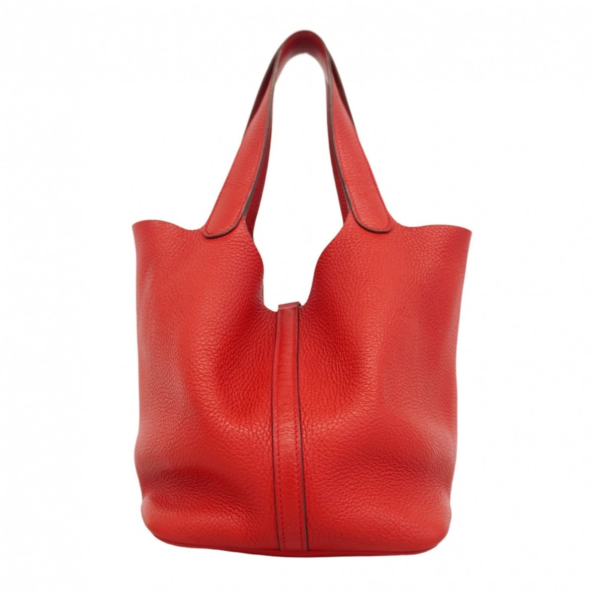 Hermes Rouge Casaque Taurillon Clemence Leather Handbag (Pre-Owned)