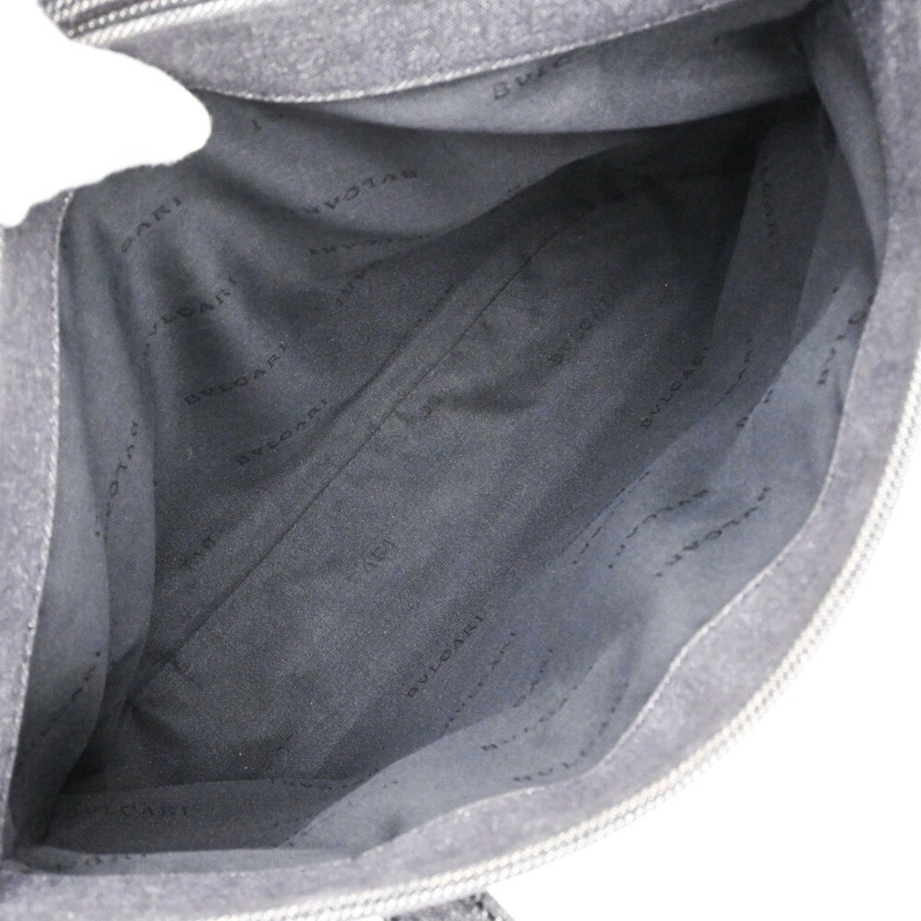 Bvlgari Black Gray Canvas Leather Handbag (Pre-Owned)