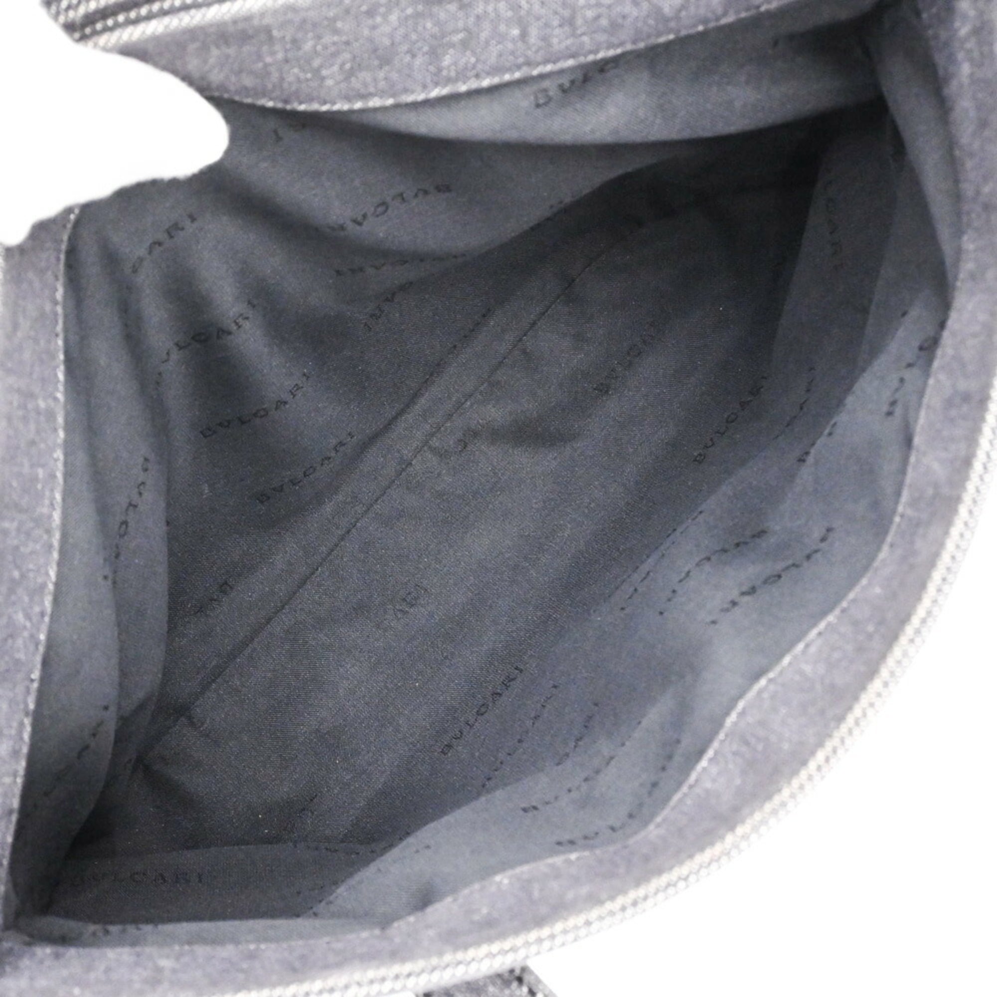 Bvlgari Black Gray Canvas Leather Handbag (Pre-Owned)