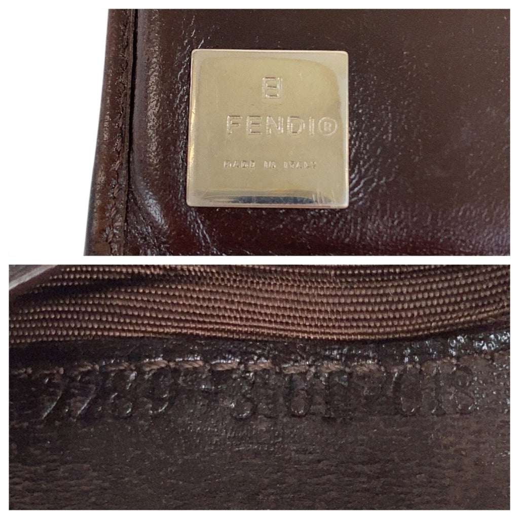 Fendi Brown Leather Canvas Wallet (Bi-Fold) (Pre-Owned)