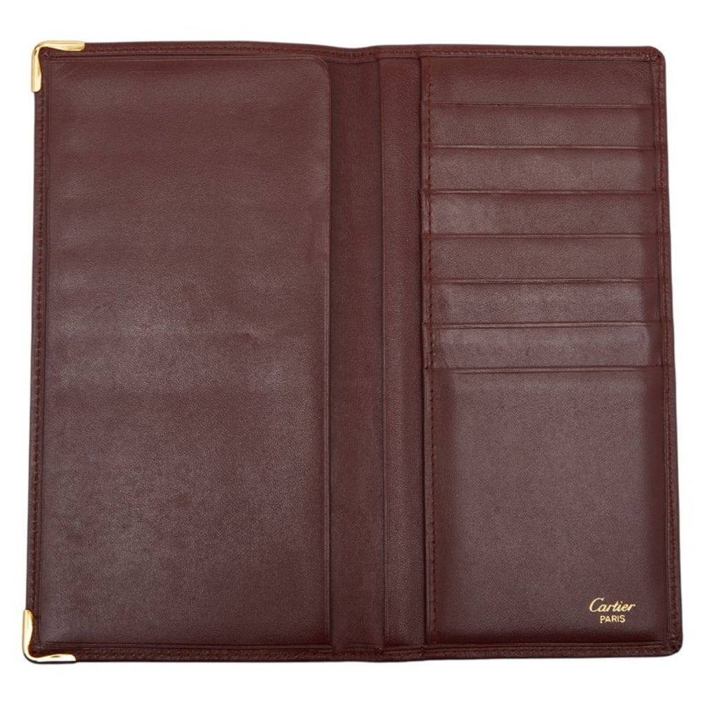 Cartier Bordeaux Wine Red Leather Long Bill Wallet (Bi-Fold) (Pre-Owned)