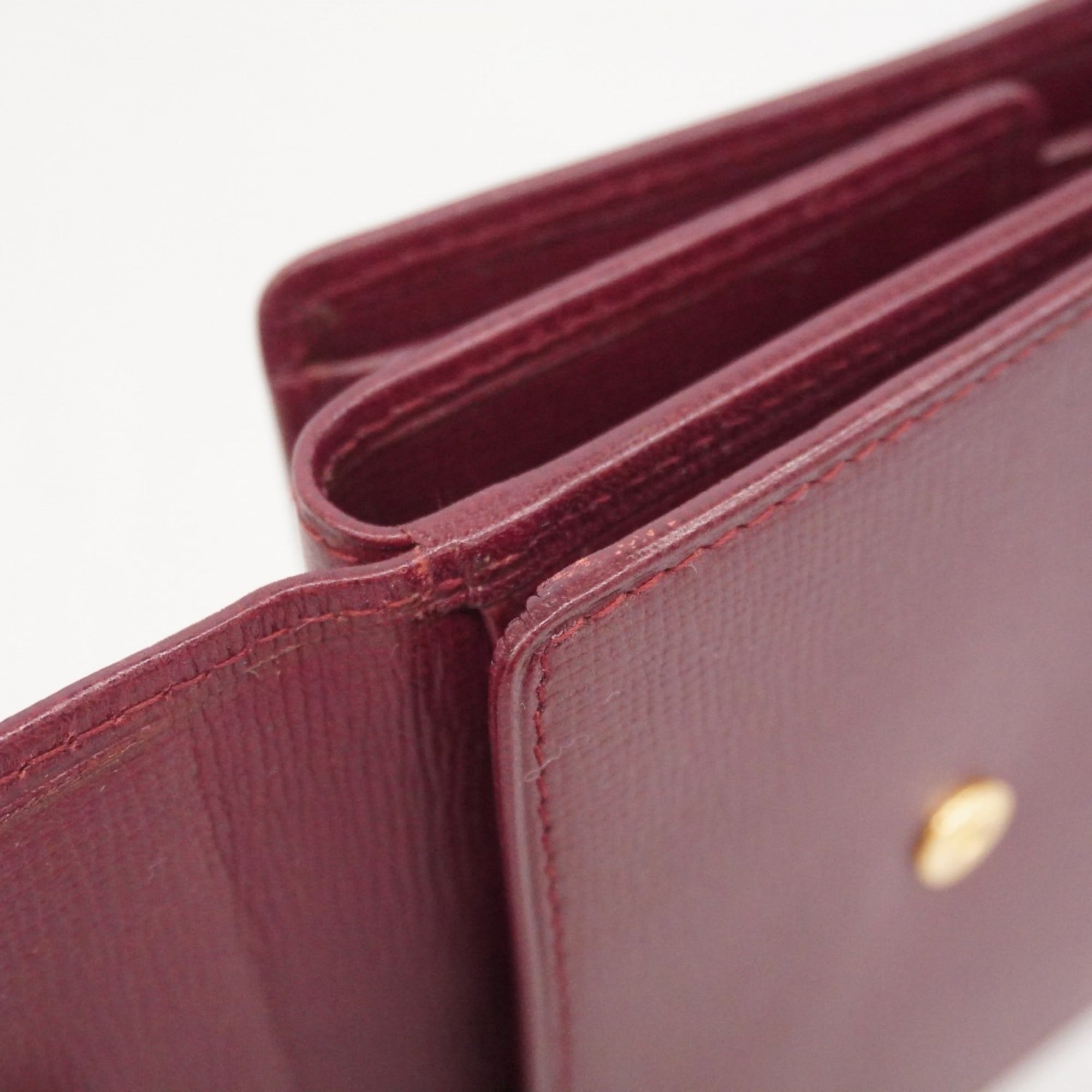 Cartier Bordeaux Leather Wallet (Tri-Fold) (Pre-Owned)