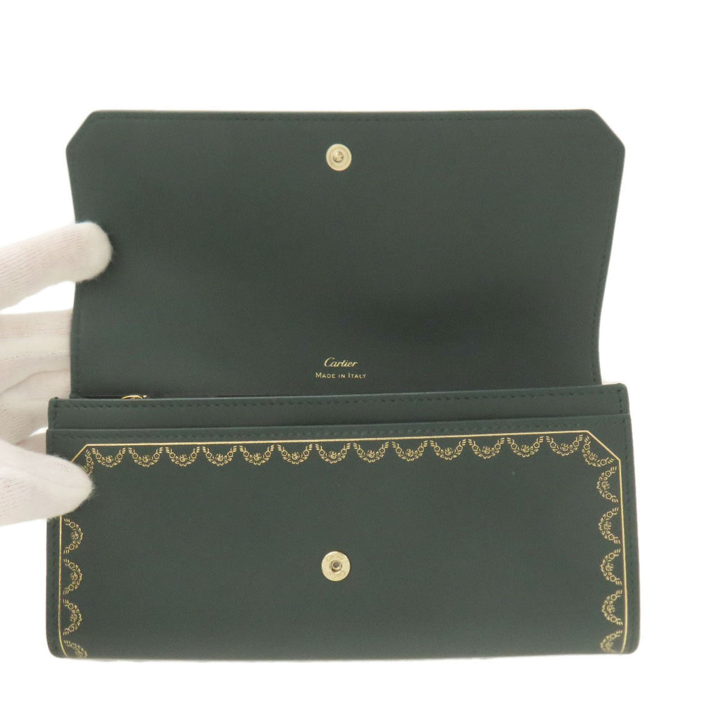 Cartier Green Leather Long Wallet (Bi-Fold) (Pre-Owned)
