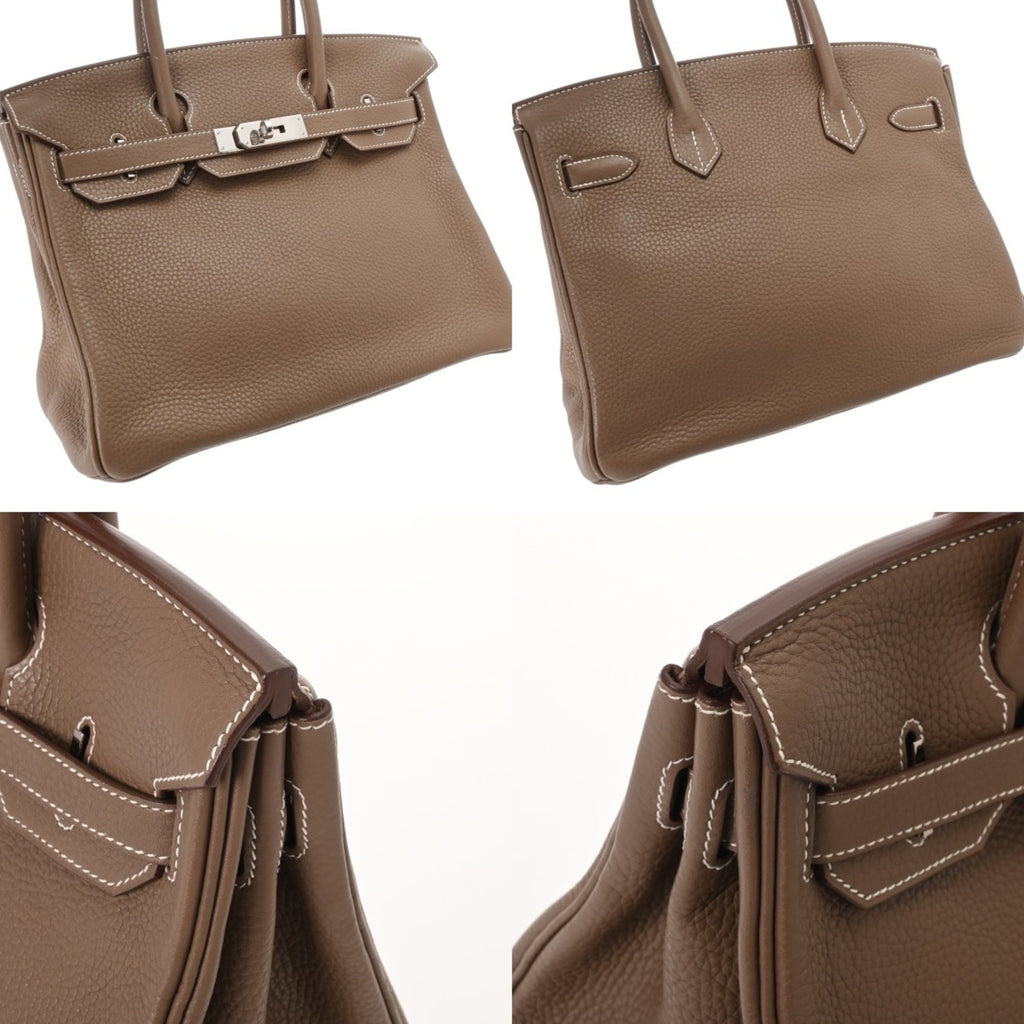 Hermes Etoupe Gray Taurillon Clemence Leather Handbag (Pre-Owned)