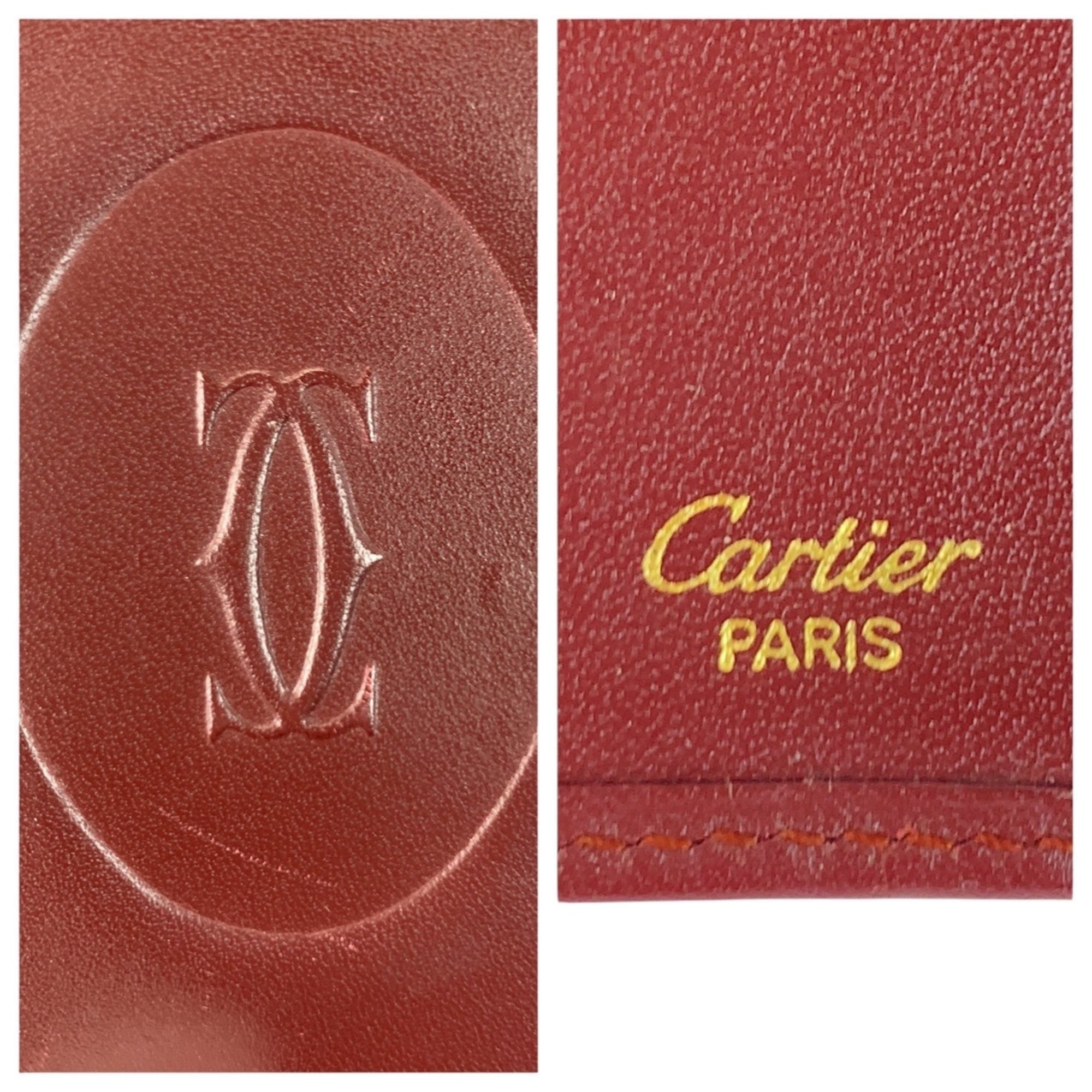 Cartier Wine Red Leather Long Wallet (Bi-Fold) (Pre-Owned)