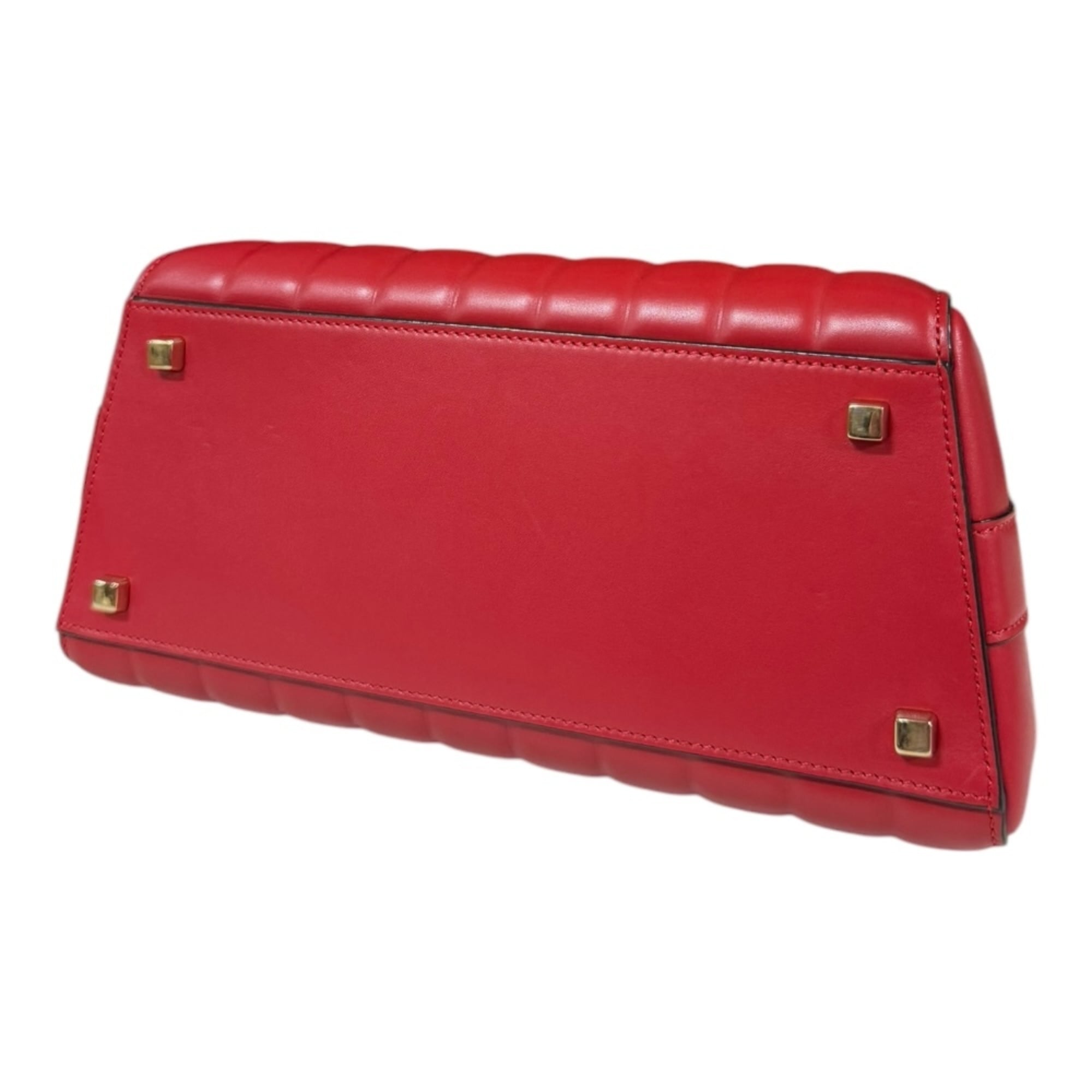 Valextra Red Color Leather Shoulder Bag (Pre-Owned)