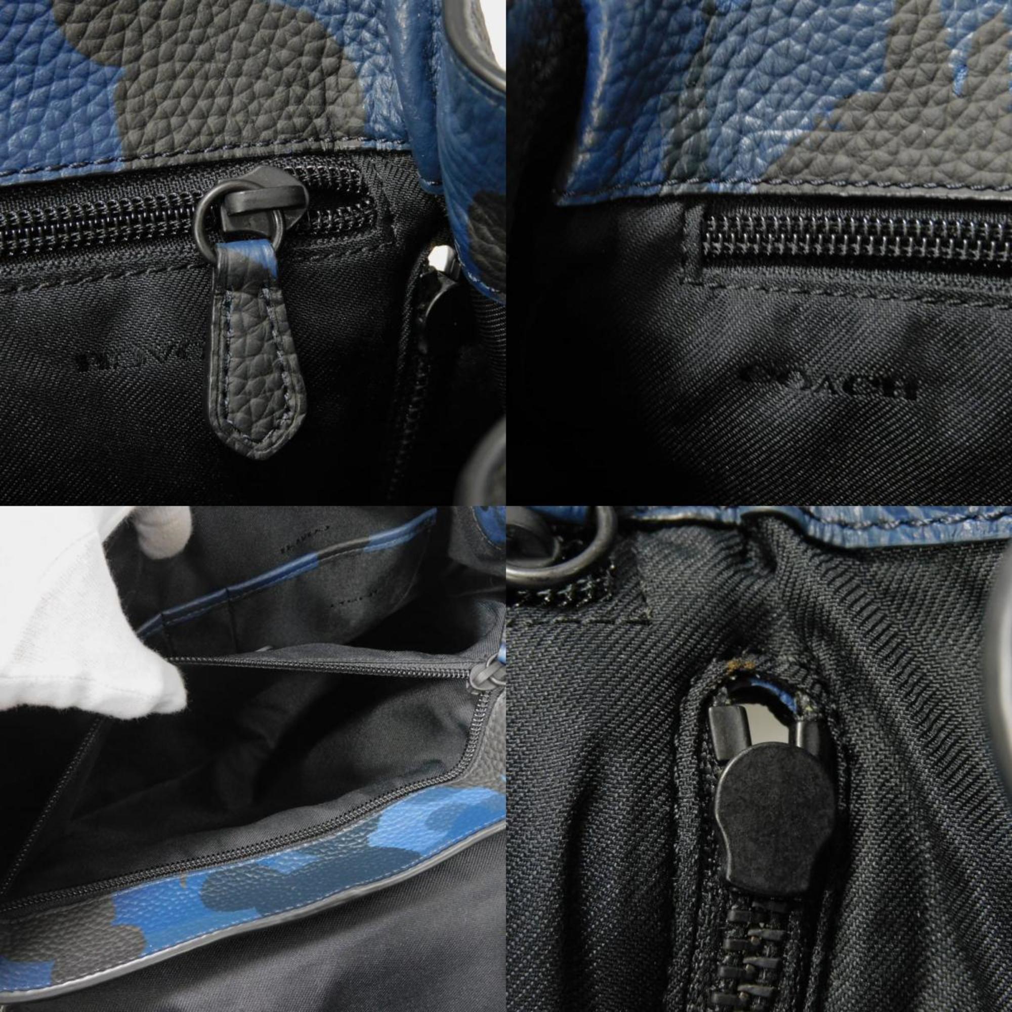Coach Black Blue Leather Backpack (Pre-Owned)