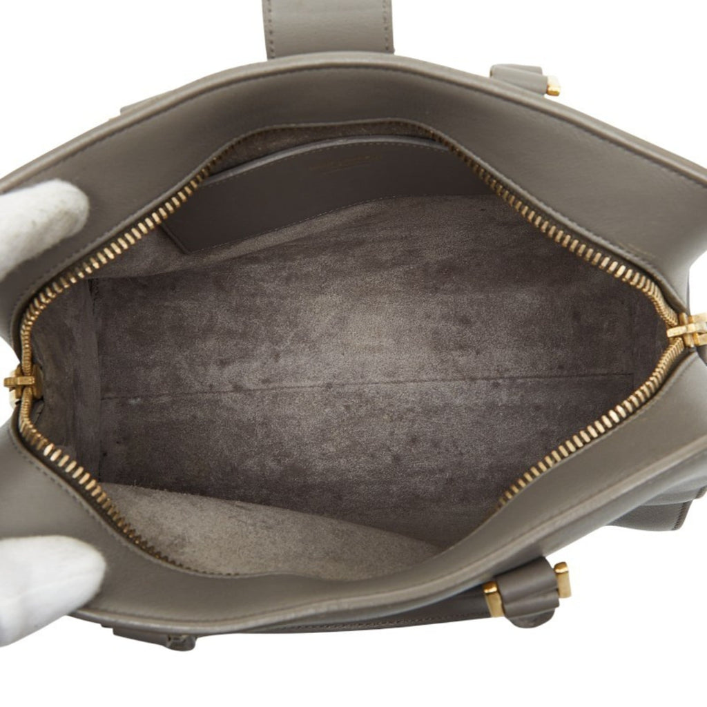 Saint Laurent Gray Leather Handbag Shoulder Bag (Pre-Owned)