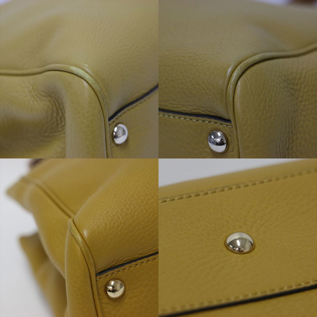 Gucci Mustard Leather Canvas Handbag Shoulder Bag (Pre-Owned)