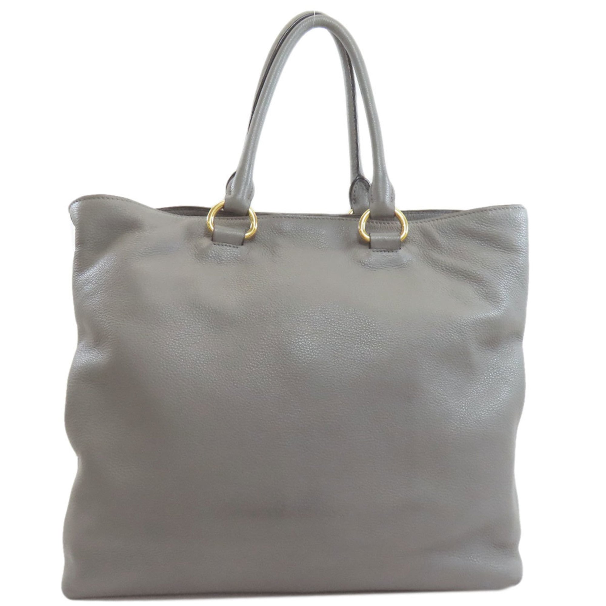 Prada Gray Leather Tote Bag (Pre-Owned)