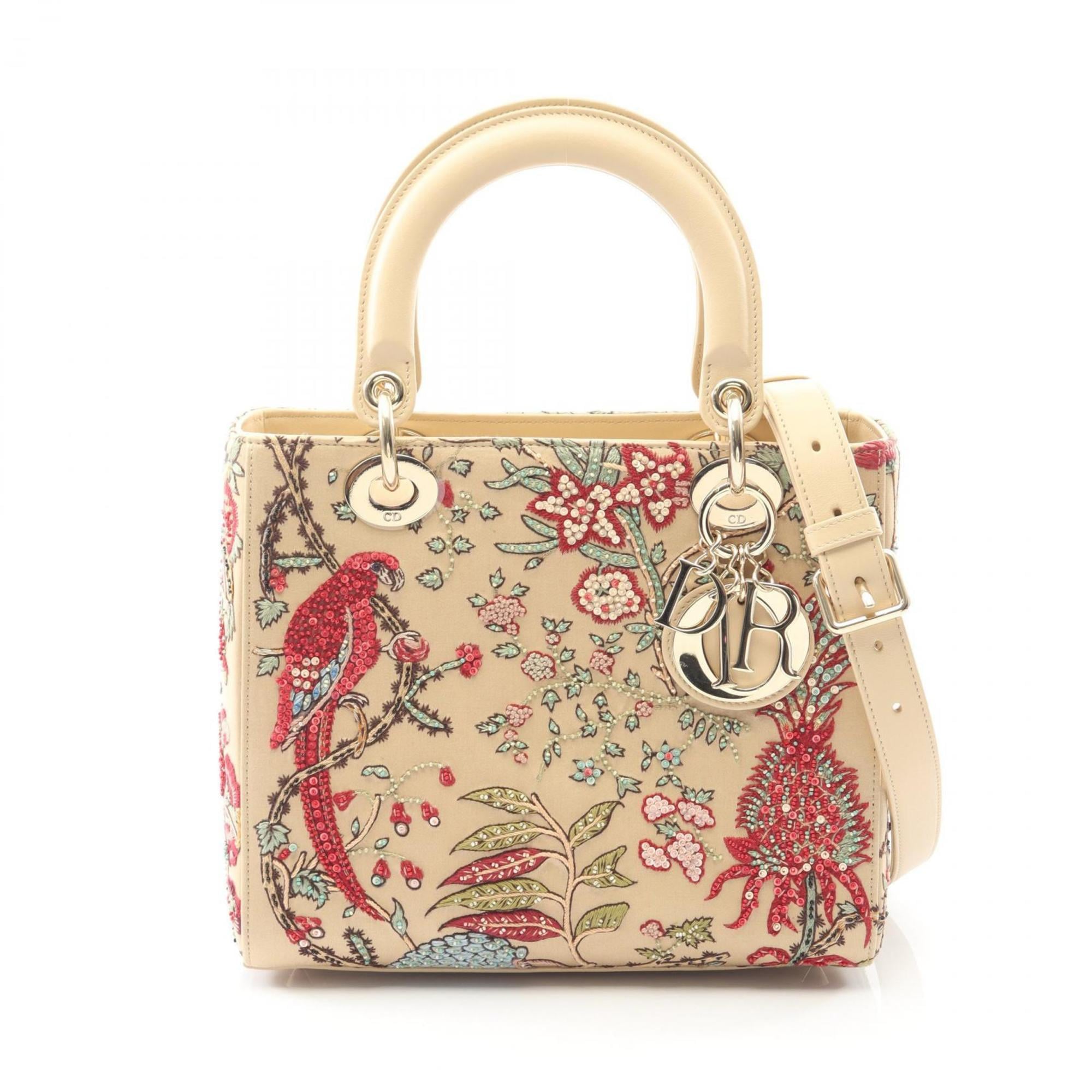 Christian Dior Beige Multi-Color Canvas Leather Handbag (Pre-Owned)