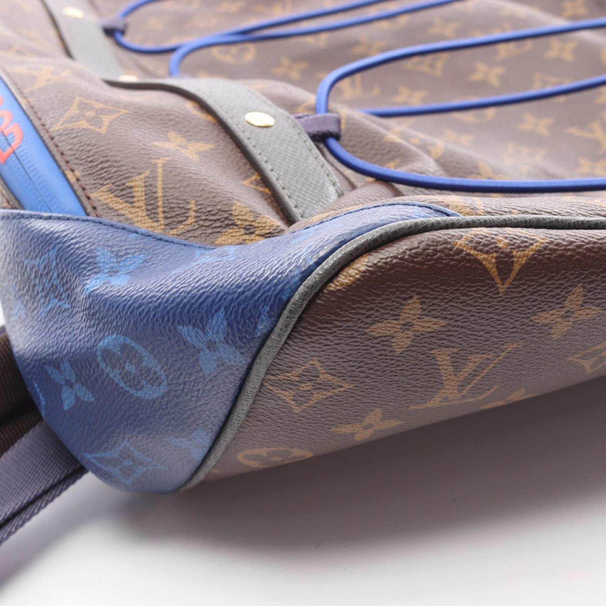 Louis Vuitton Black Blue Brown Monogram Pvc Coated Canvas Leather Backpack (Pre-Owned)