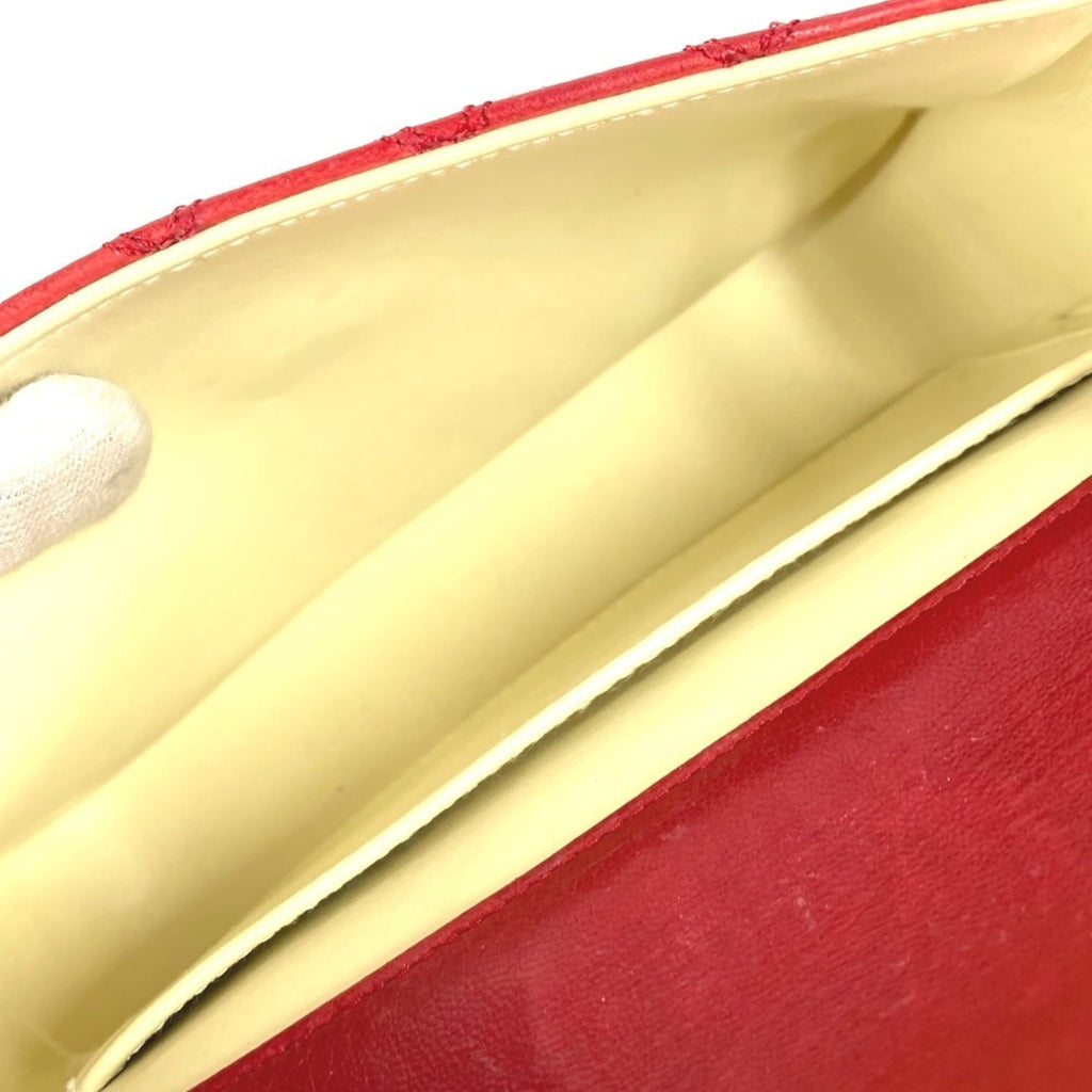 Chanel Matelasse Red Color Leather Pochette Shoulder Bag (Pre-Owned)
