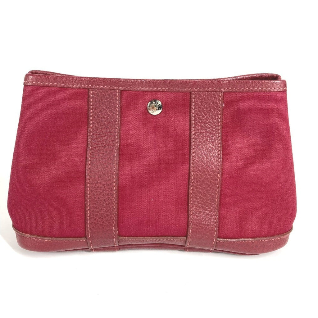 Hermes Garden Red Color Toile Officier Leather Clutch Bag Pouch (Pre-Owned)