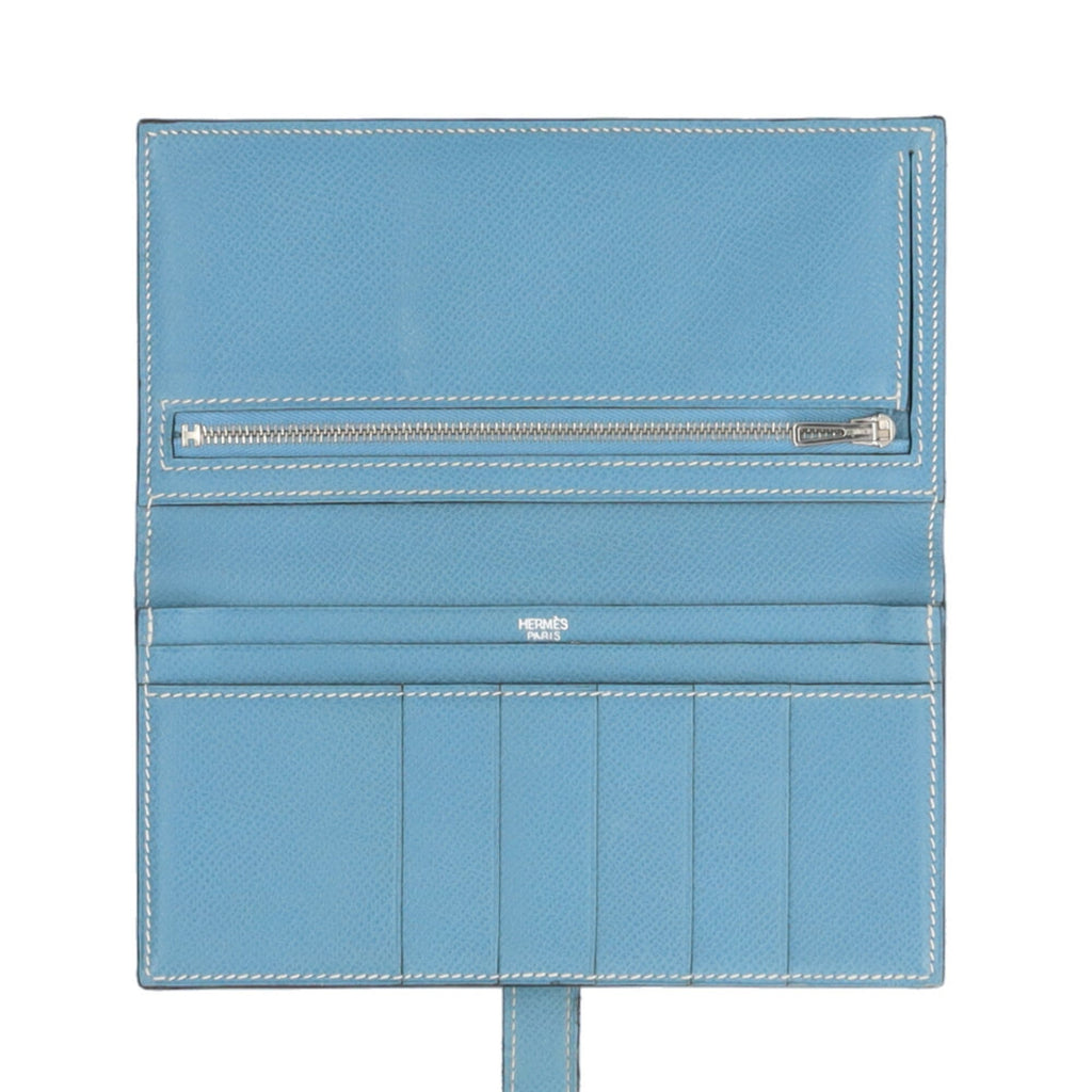 Hermes Blue Jean Epsom Leather Long Wallet (Bi-Fold) (Pre-Owned)
