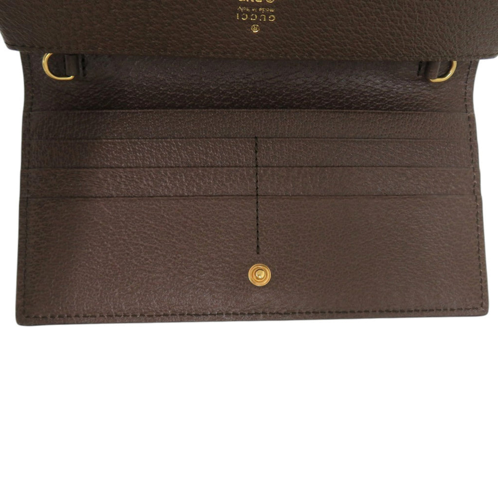Gucci Beige Brown Multi-Color Gg Supreme Chain/Shoulder Wallet (Pre-Owned)