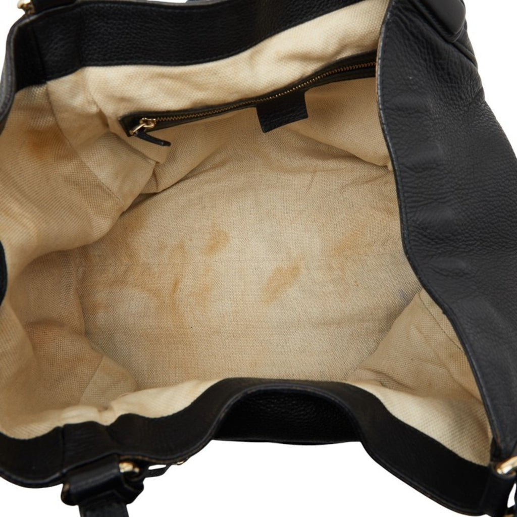 Gucci Black Leather Shoulder Bag Tote Bag (Pre-Owned)