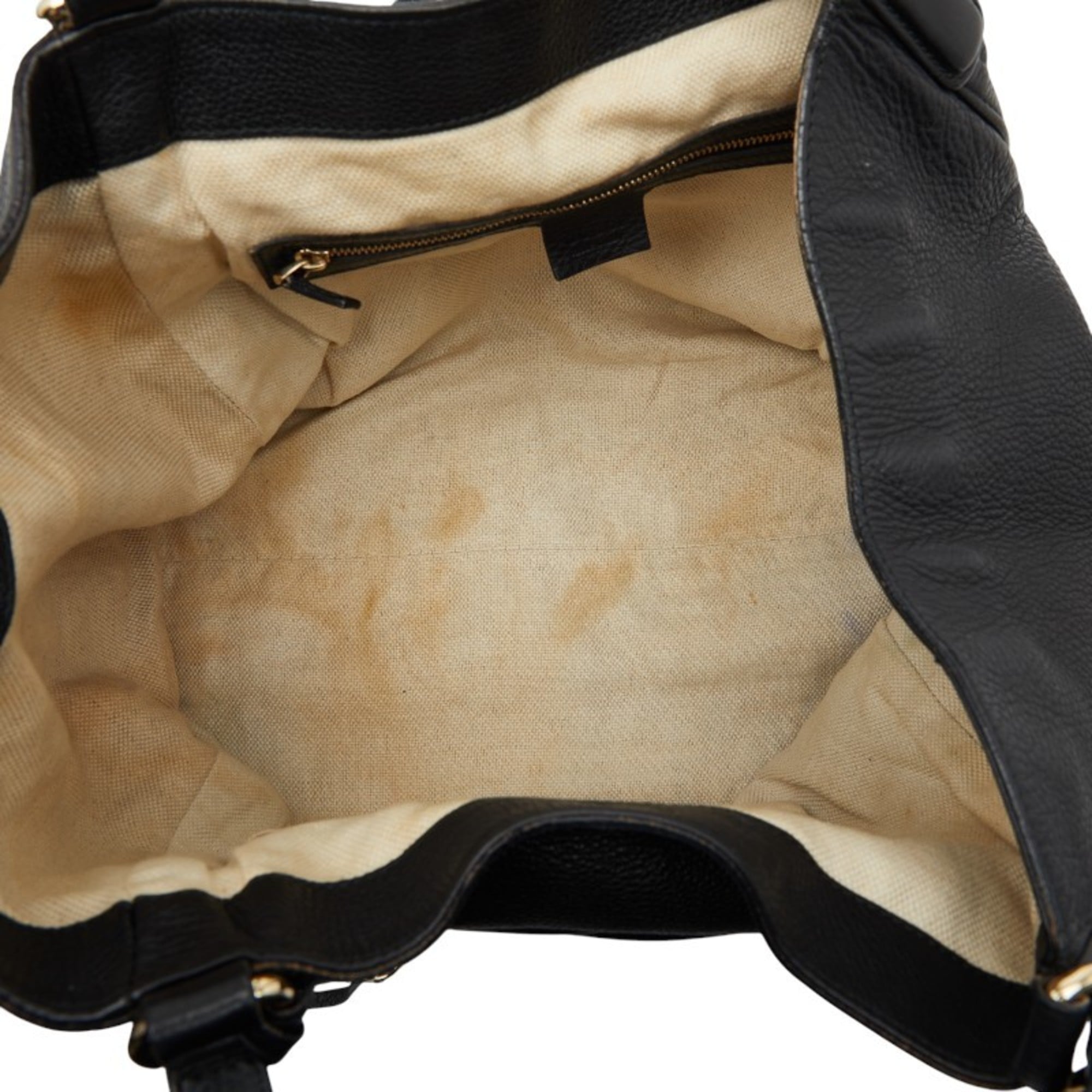 Gucci Black Leather Shoulder Bag Tote Bag (Pre-Owned)