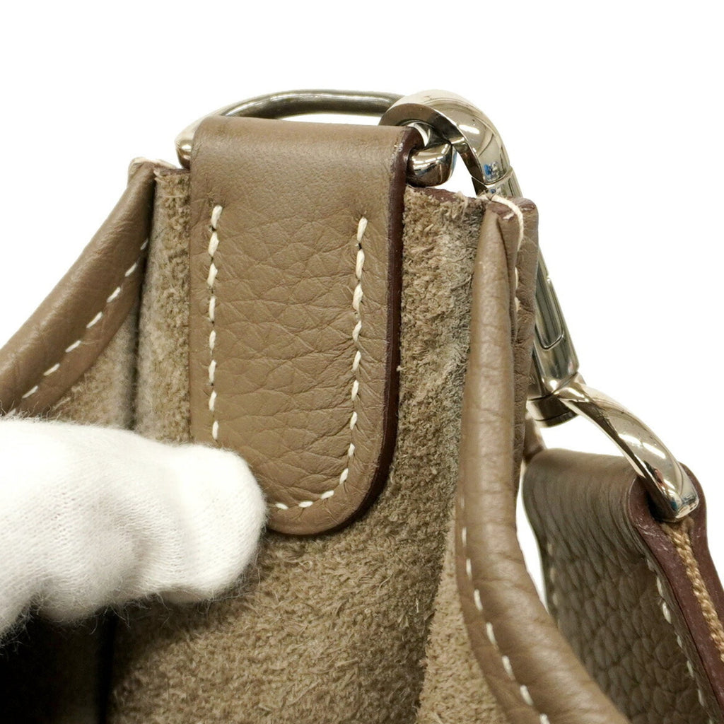 Hermes Etoupe Gray Taurillon Clemence Leather Shoulder Bag (Pre-Owned)